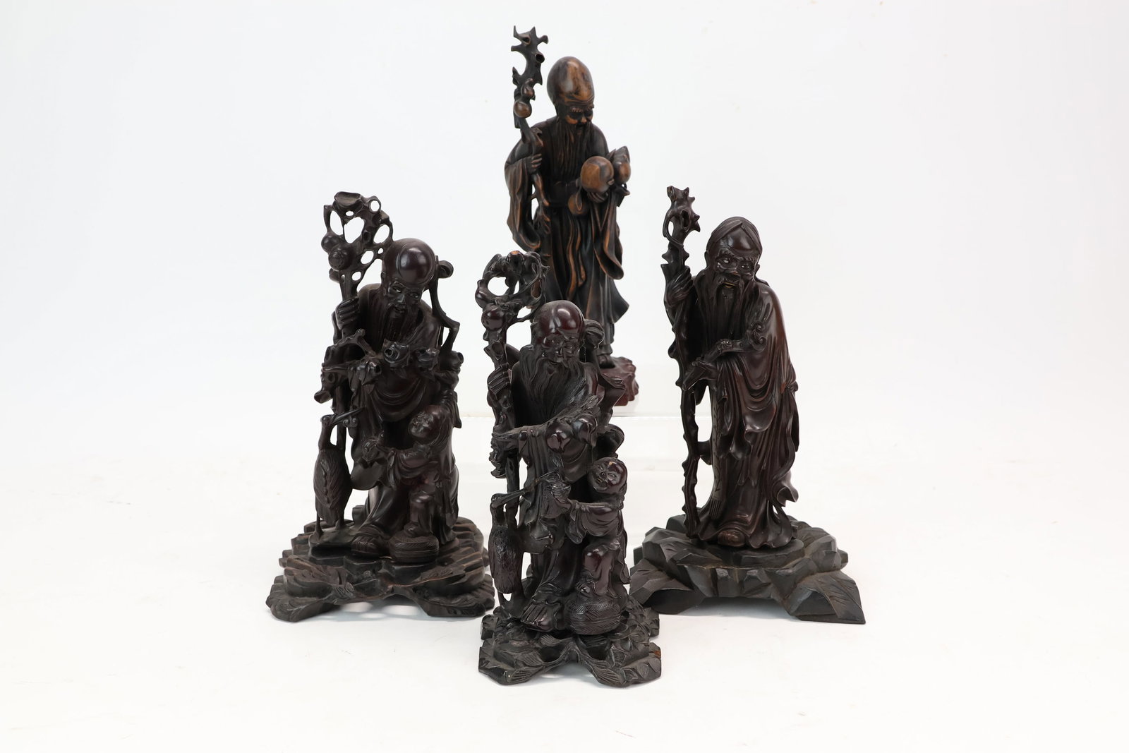 Asian Group of Four Assorted Carved Figures of Elders (1 of 12)
