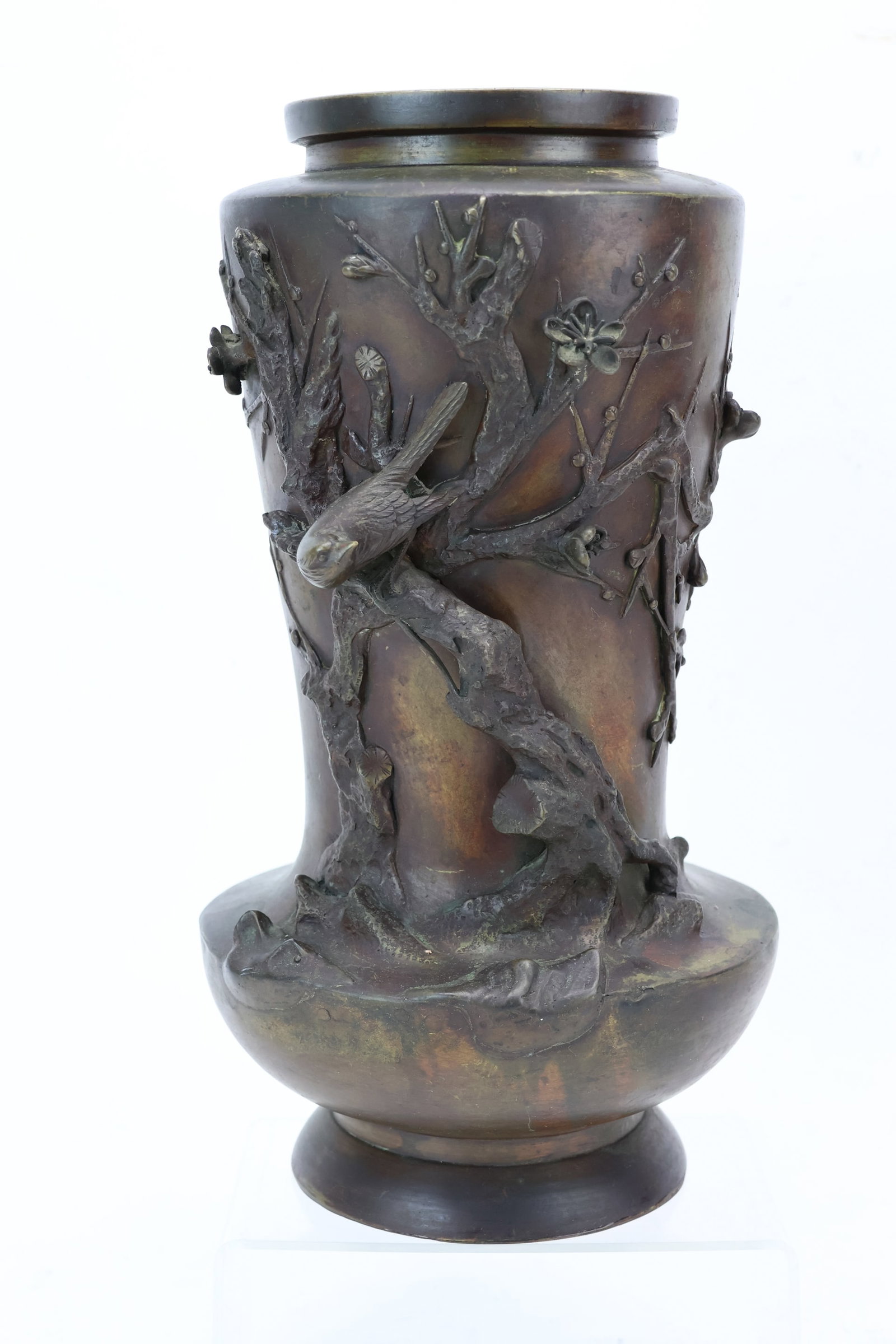 Vintage Asian Bronze Vase with Birds and Branches (1 of 7)