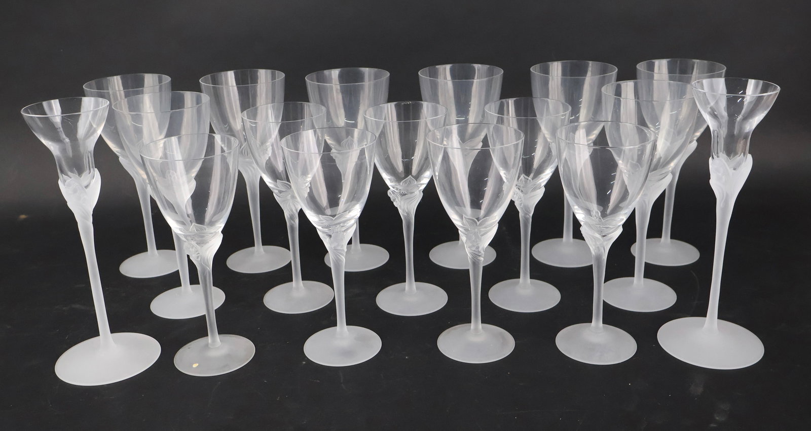 Fifteen Frosted and Clear Glass Wine Glasses (1 of 12)