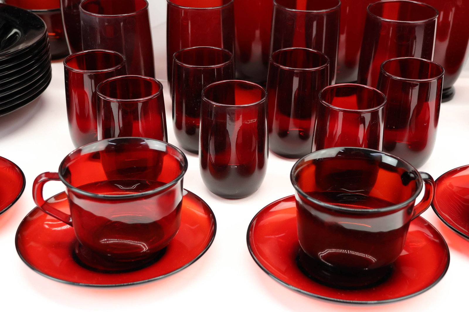 Group of Assorted Ruby Glass Dinnerware - 2