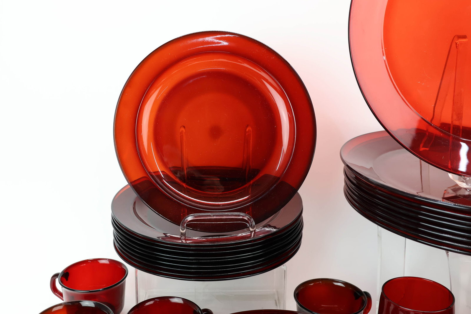 Group of Assorted Ruby Glass Dinnerware - 4