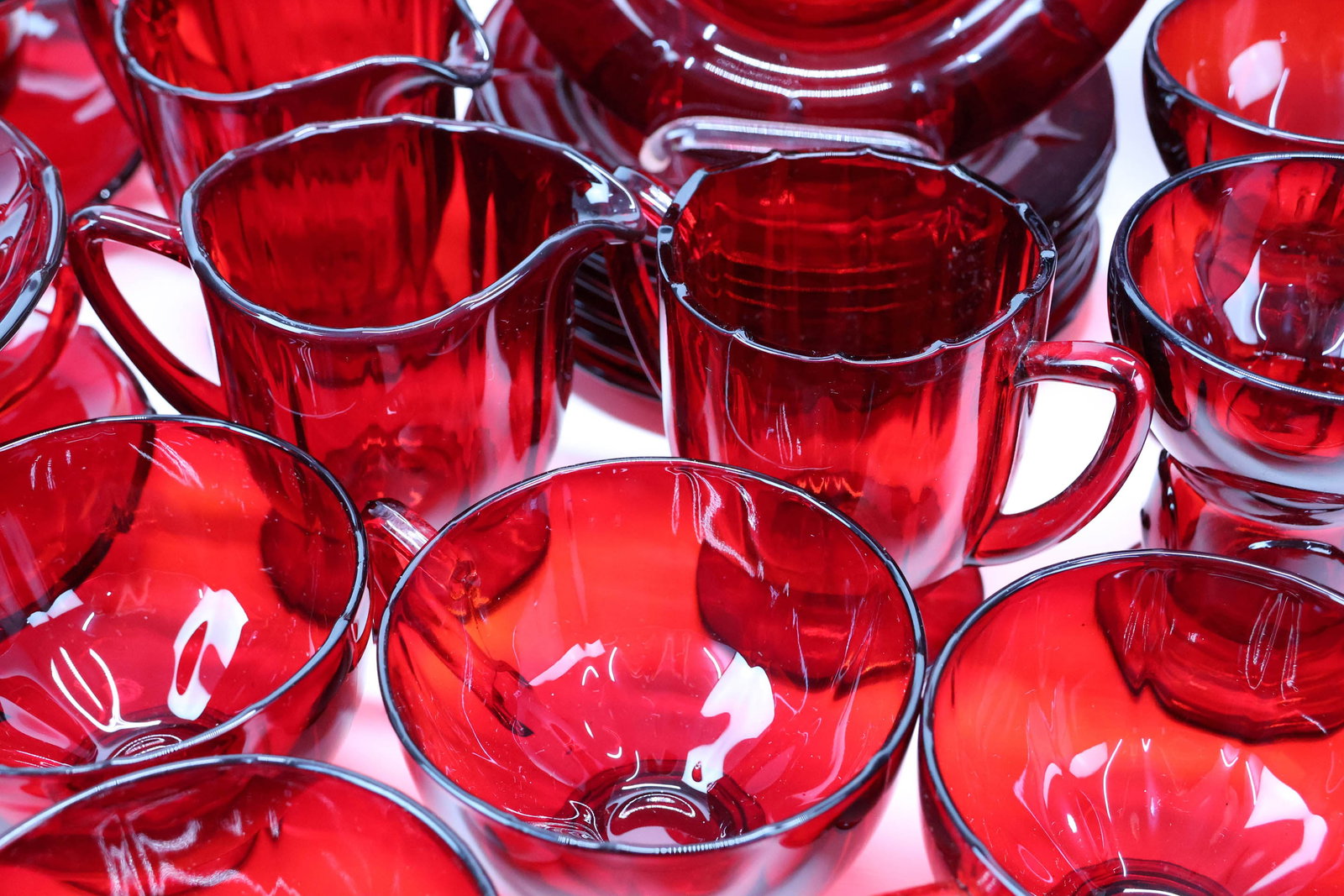Group of Assorted Ruby Glass Dinnerware - 10