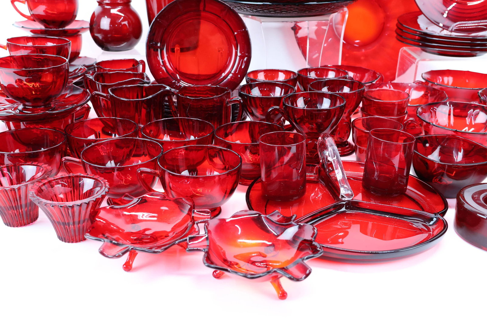 Group of Assorted Ruby Glass Dinnerware - 3