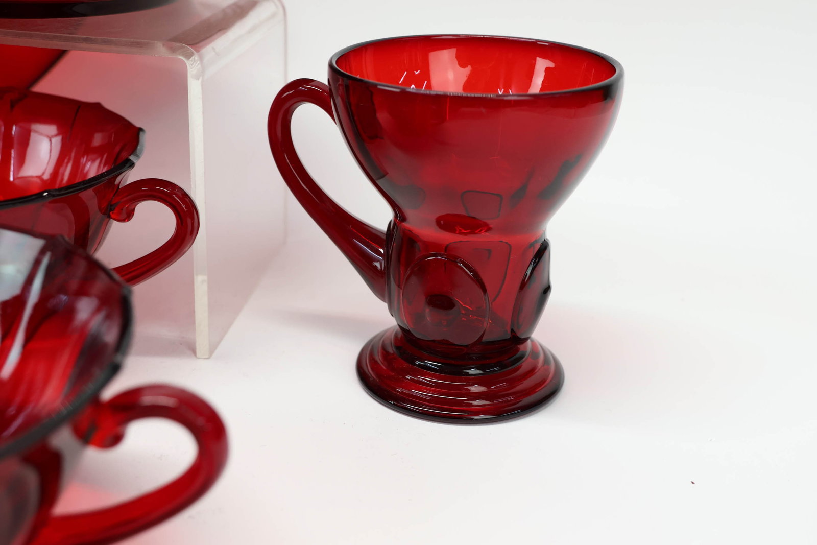 Group of Assorted Ruby Glass Dinnerware - 9