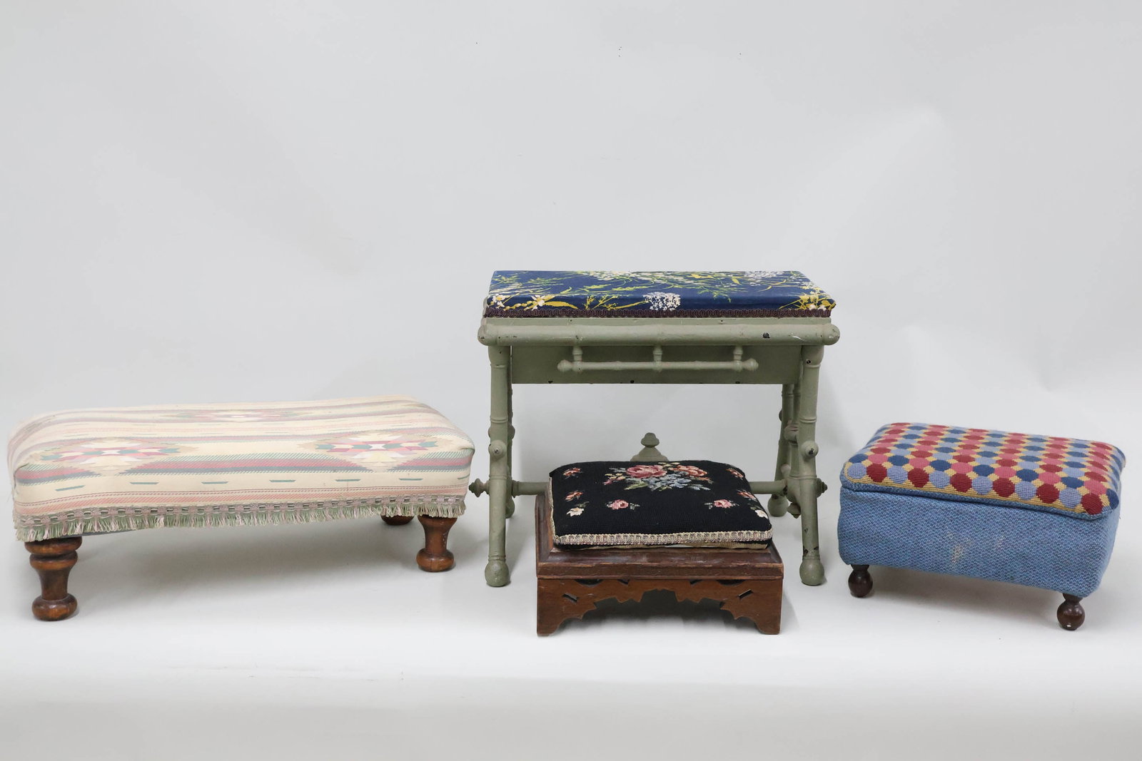 Vintage Aesthetic Green Painted Bench (1 of 12)