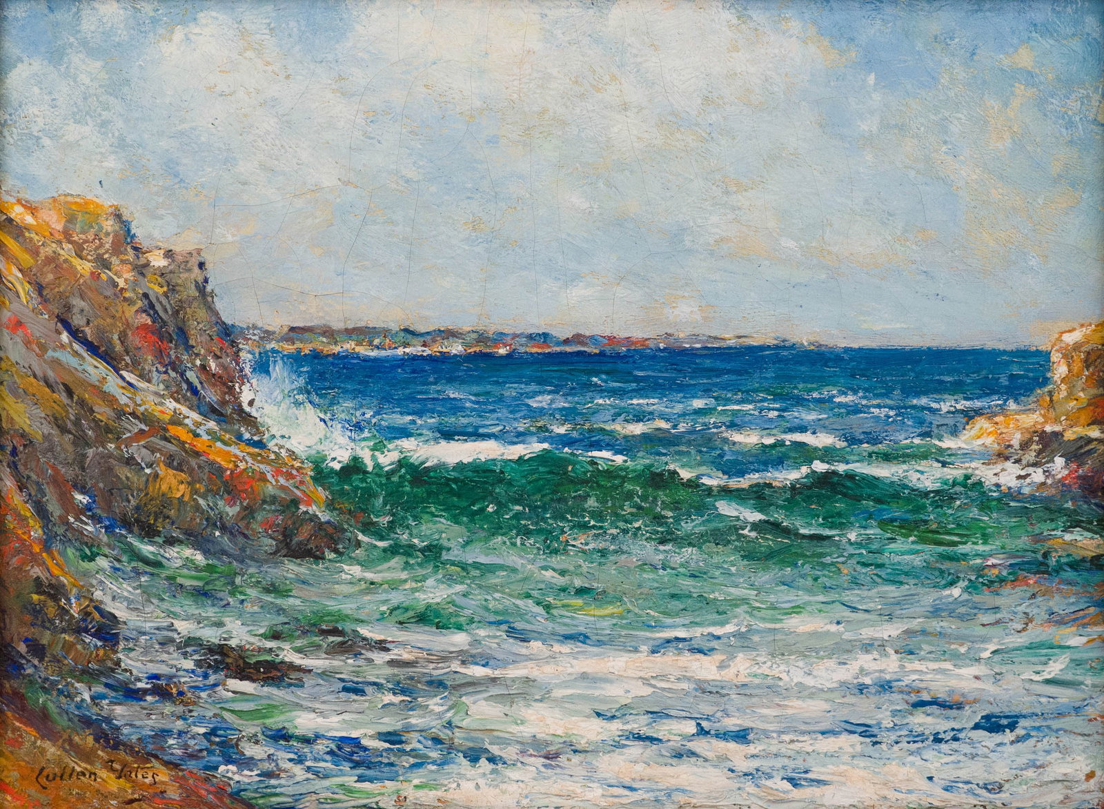 Cullen Yates, 1866-1945, Maine Coastline, Oil on Canvas: Cullen Yates 1866-1945 Maine Coastline Oil on Canvas Signed l.l. "Cullen Yates" Provenance: Wicasset Bay Gallery Sight: 11 1/2 x 15 1/2 in. (29.2 x 39.4 cm.), Frame: 16 1/4 x 20 1/4 in. (41.3 x