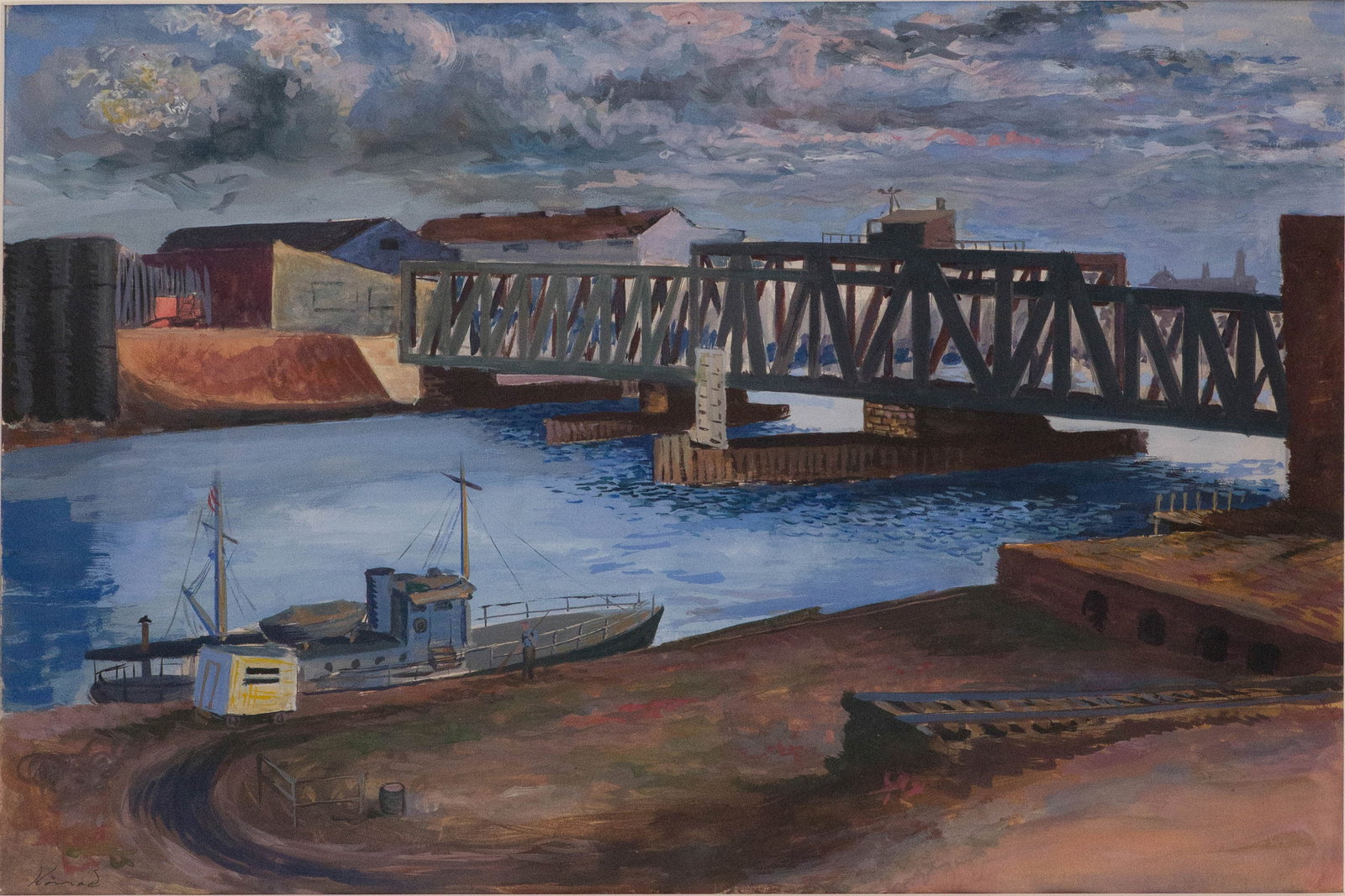 Adolf Ferdinand Konrad, German 1915-2003, Bridge Across the Passaic River, Gouache on Paper (1 of 7)