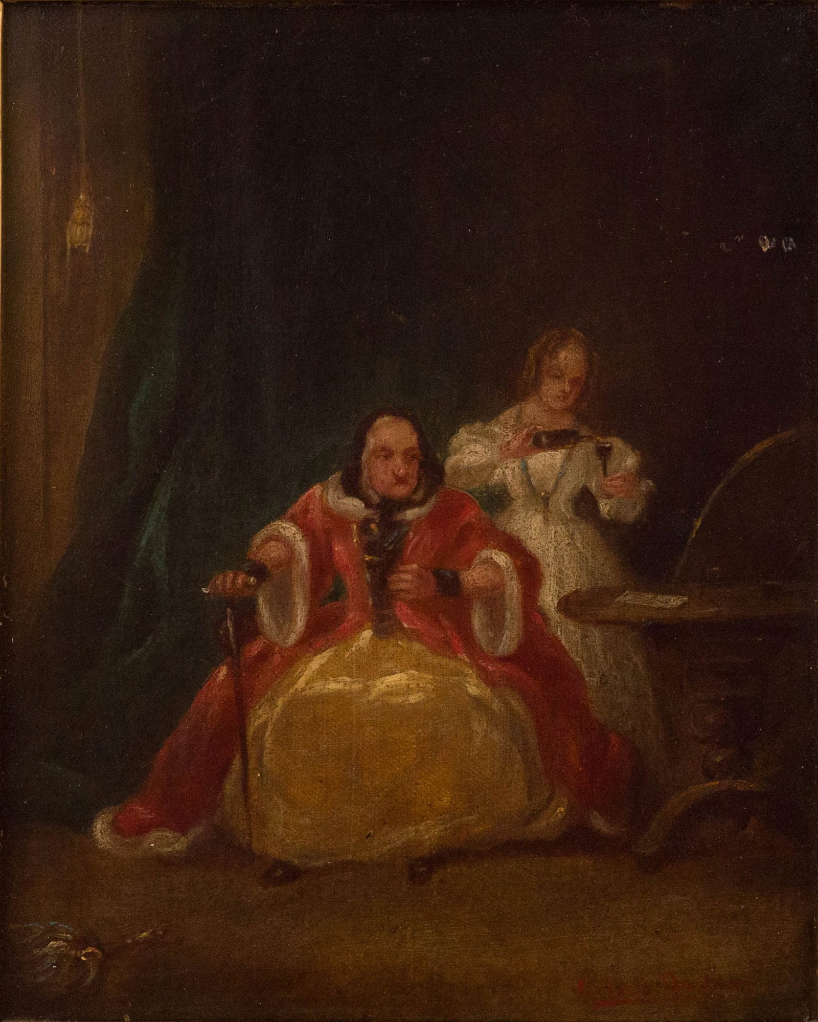 G. Ford Onslow, Girl Pouring Wine for Old Woman, Oil on Canvas (1 of 6)