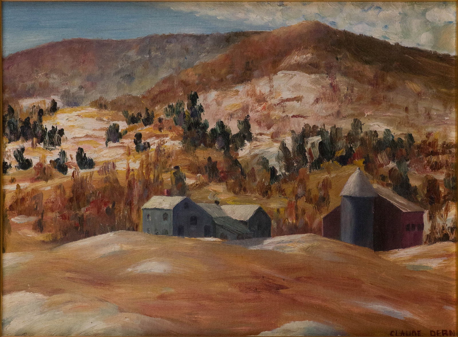 Claude Dern, 1906-1995, Farm in Desert Landscape, Oil on Board (1 of 7)