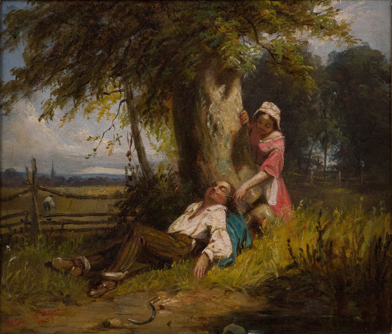William Sanford Mason, 1824-1864, Caught Napping, Oil on Board (1 of 8)