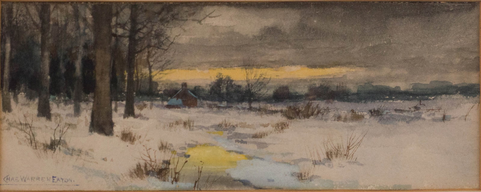 Charles Warren Eaton, 1857-1937, Winter Landscape at Sunset, Watercolor on Paper (1 of 7)