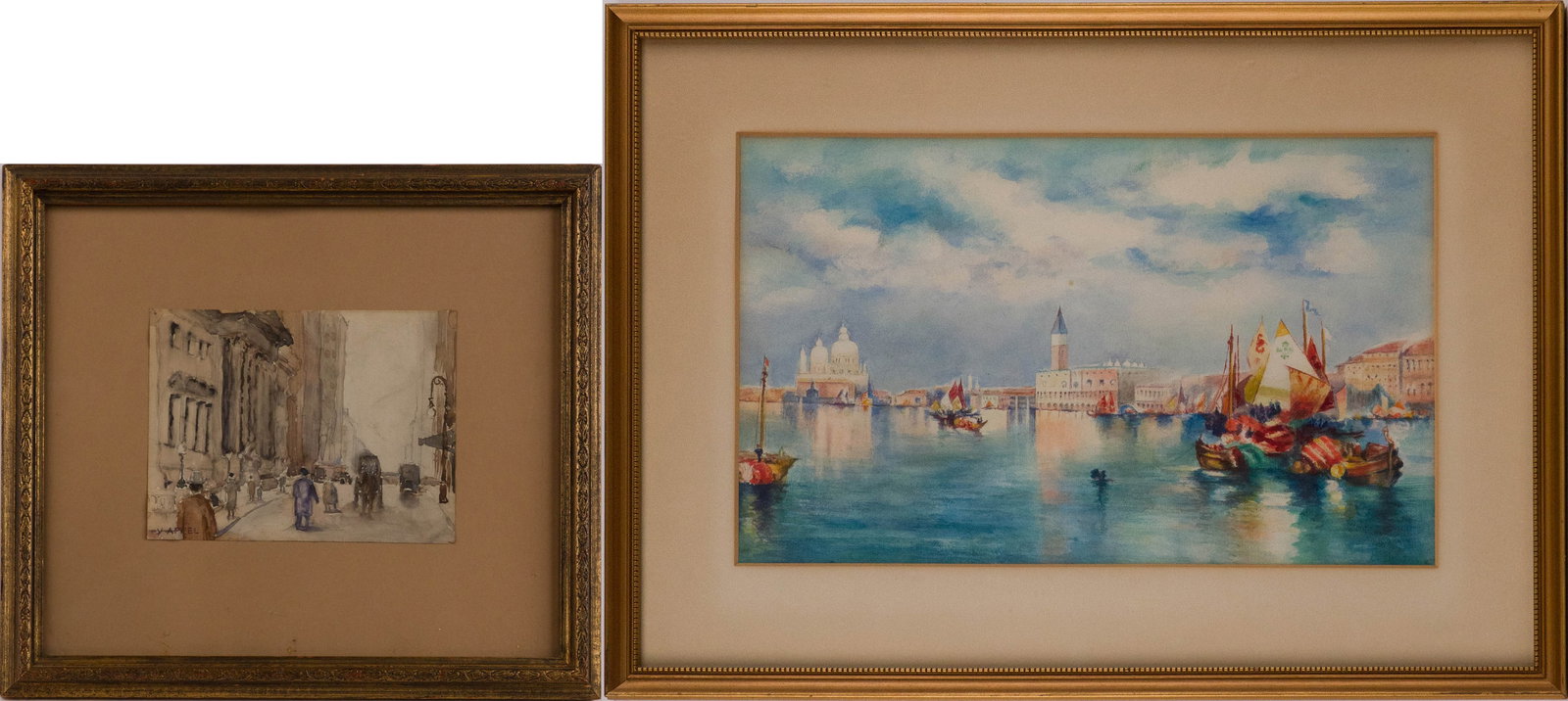 Viola Appel, 1897, City Street Scene, Watercolor on Paper (1 of 13)