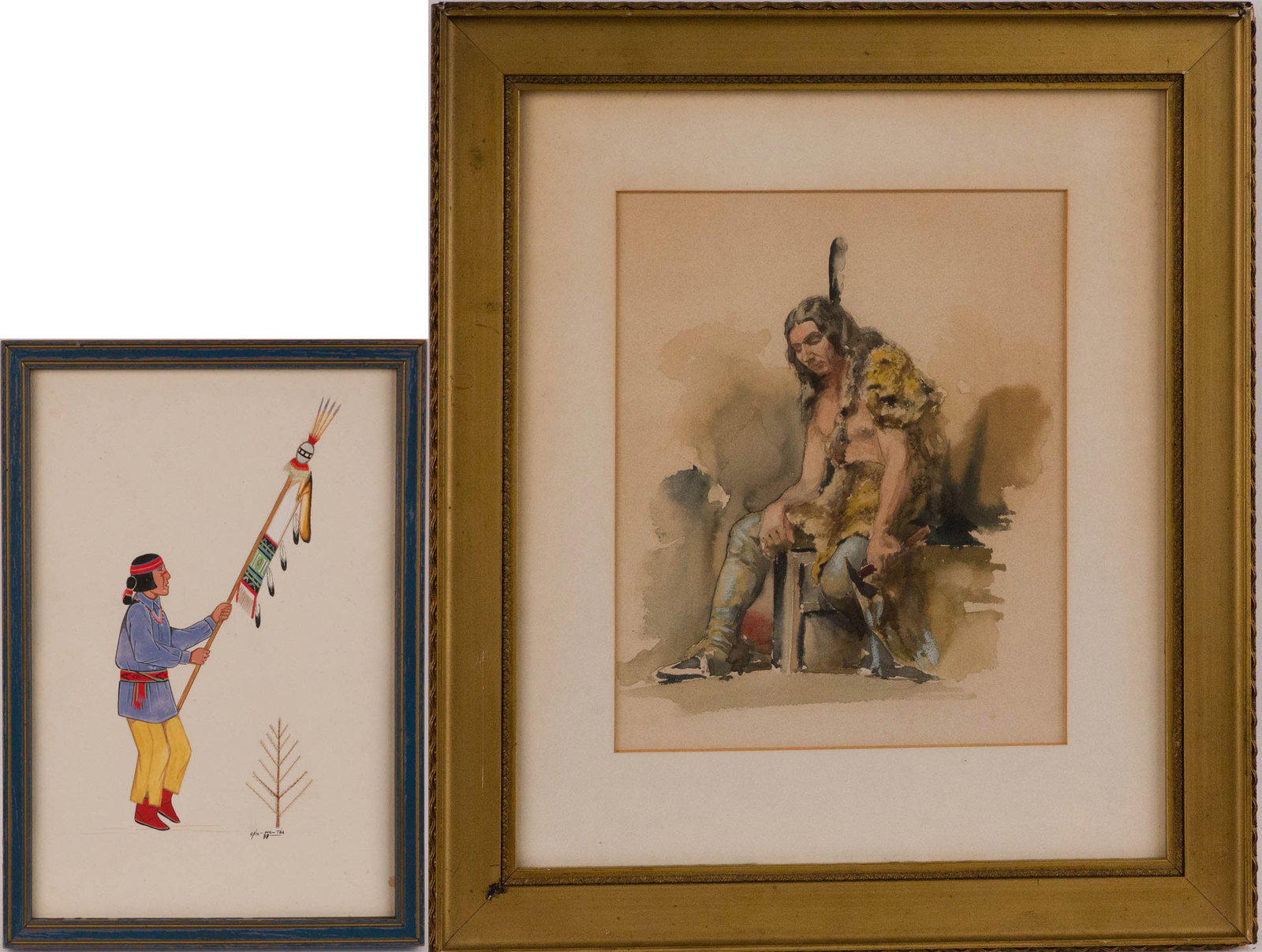 Joseph (White Cloud) Tafoya, American 1922-2000, Dancing Native American, Mixed Media on Paper (1 of 14)