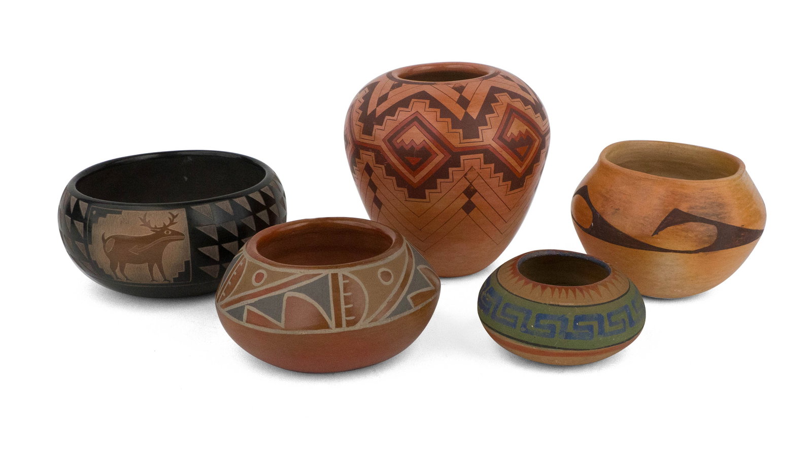 Five Modern Native American Pottery Vessels (1 of 13)
