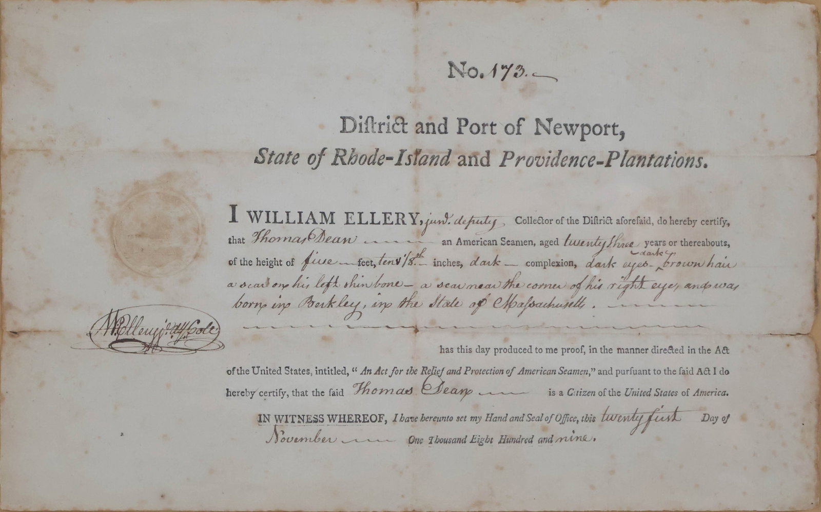 William Ellery Signed Document (1 of 11)