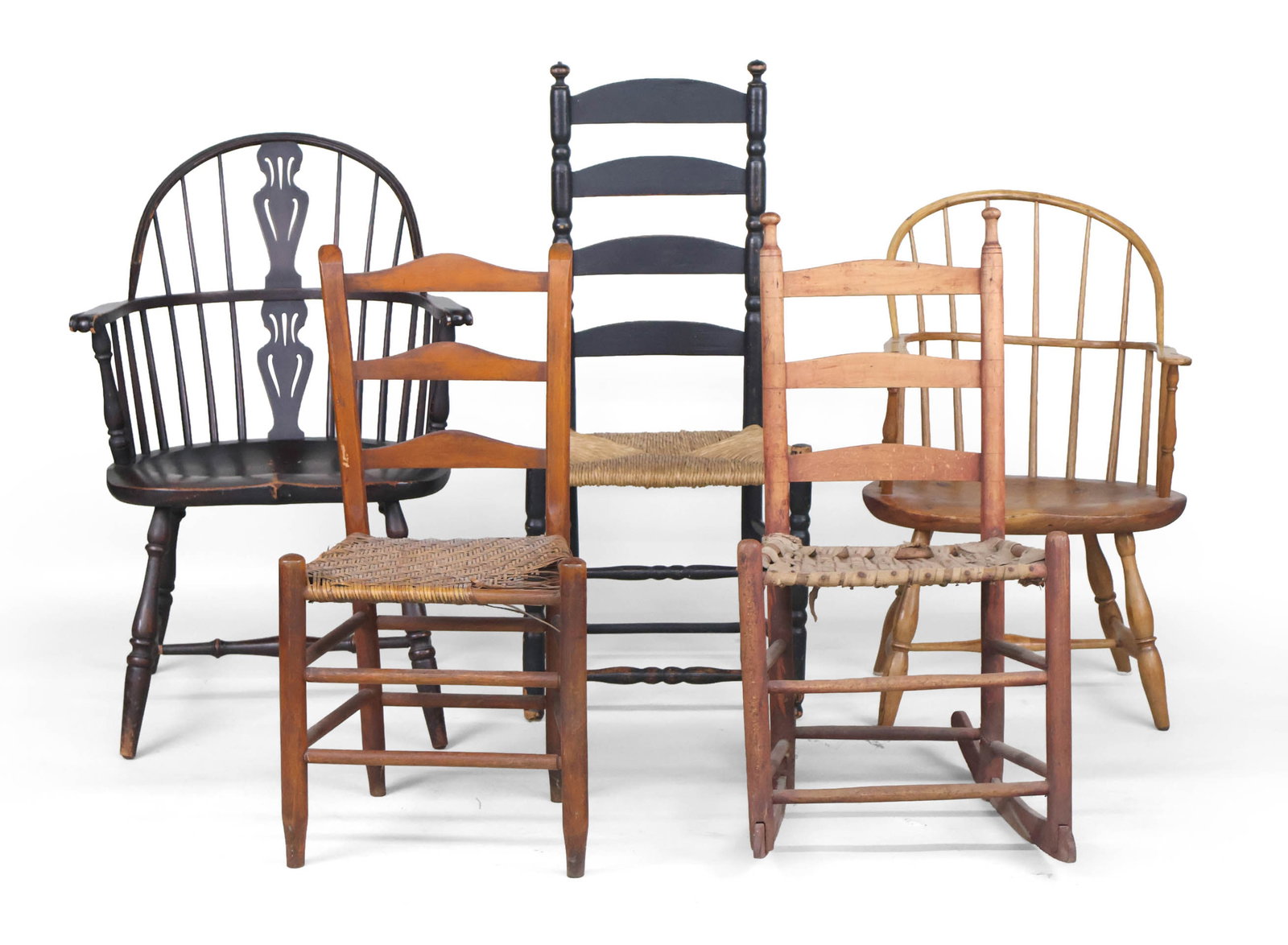 Miscellaneous Group of Five Country Chairs (1 of 18)
