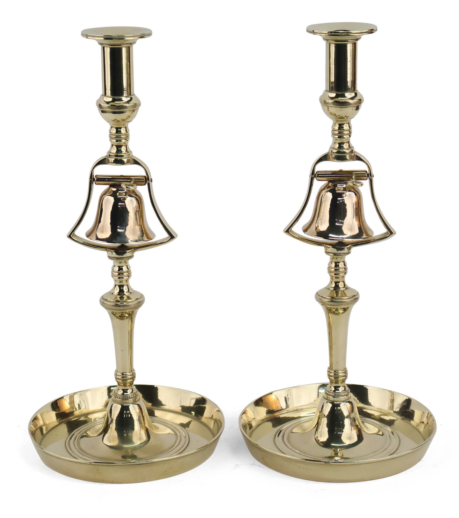 Pair of Cast Brass Tavern Bell Candlesticks (1 of 12)