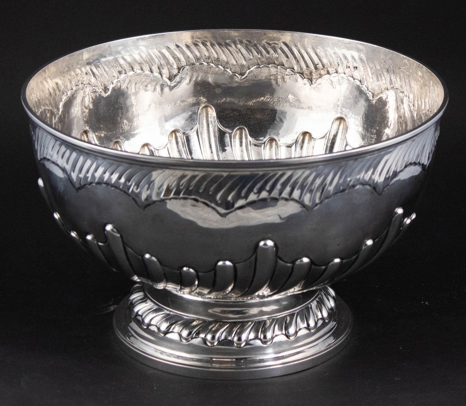 Paul Storr Silver Footed Centerbowl: Paul Storr Silver Footed Centerbowl Paul Storr (1771-1844). English, London, 18th C., With swirling gadrooning decoration, approx. 52 t.o. 7 1/2 x 12 in. (19.1 x 30.5 cm.)