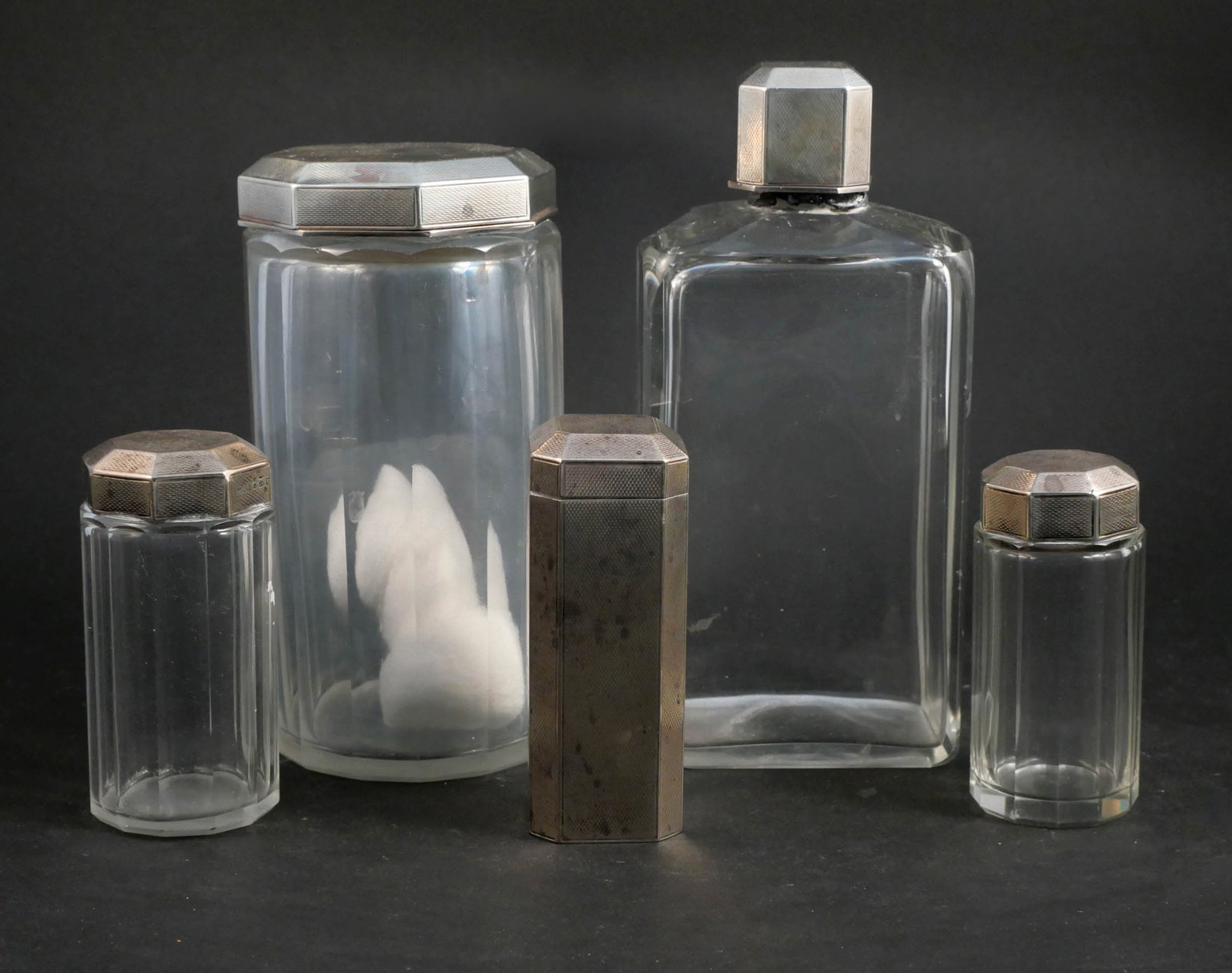 Asprey London Sterling Silver and Glass Dresser Set (1 of 13)