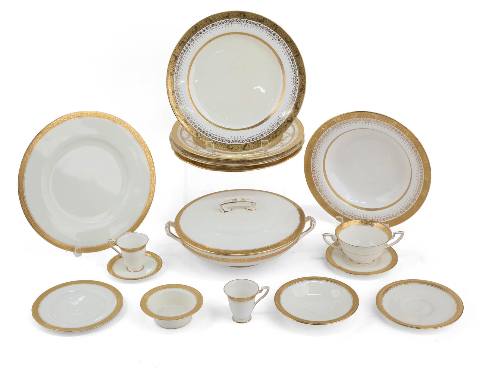 Large Group of Gilt-Decorated Porcelain Dinner Partial Services (1 of 11)