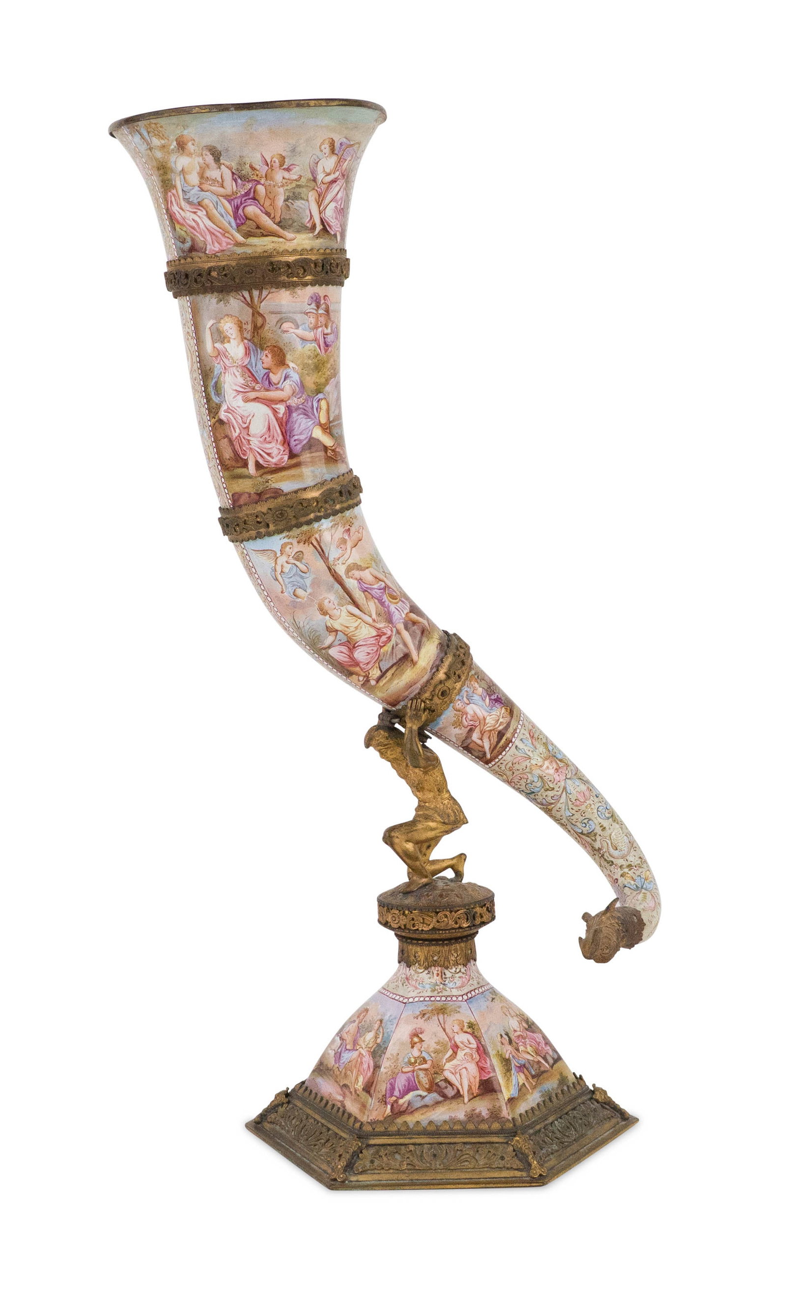Viennese Enamel Cornucopia Horn of Plenty: Viennese Enamel Cornucopia Horn of Plenty Austrian, late 19th/20th C. In the manner of Hermann Bohn. Provenance: Property from the Contents of Ellistan, Somerset Hills, NJ 15 x 8 in. (38.1 x 20.3