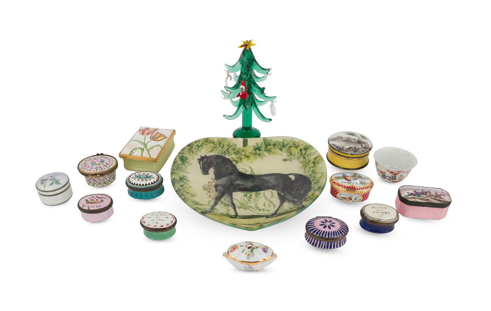 Assortment of Porcelain and South Staffordshire Battersea Boxes (1 of 12)