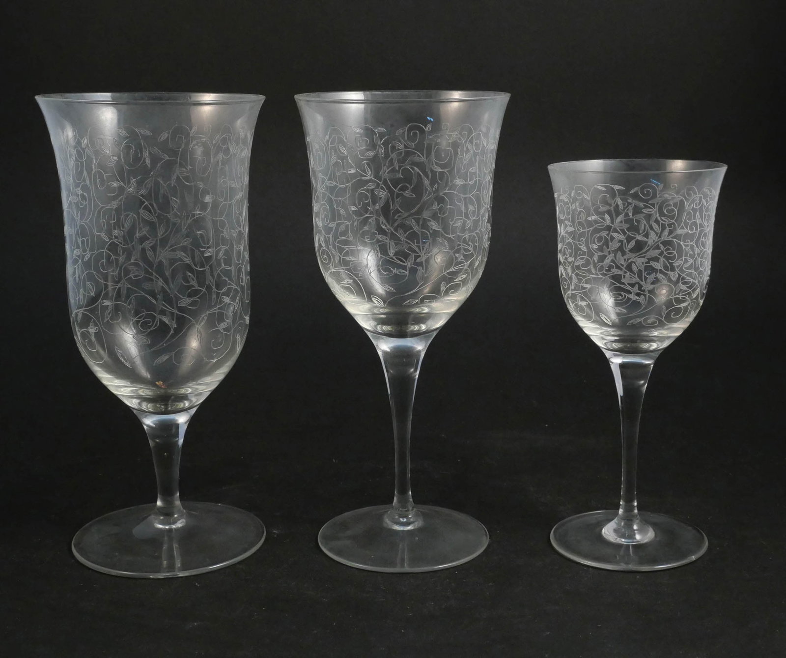 Group of Vine Etched Glass Stemware (1 of 7)