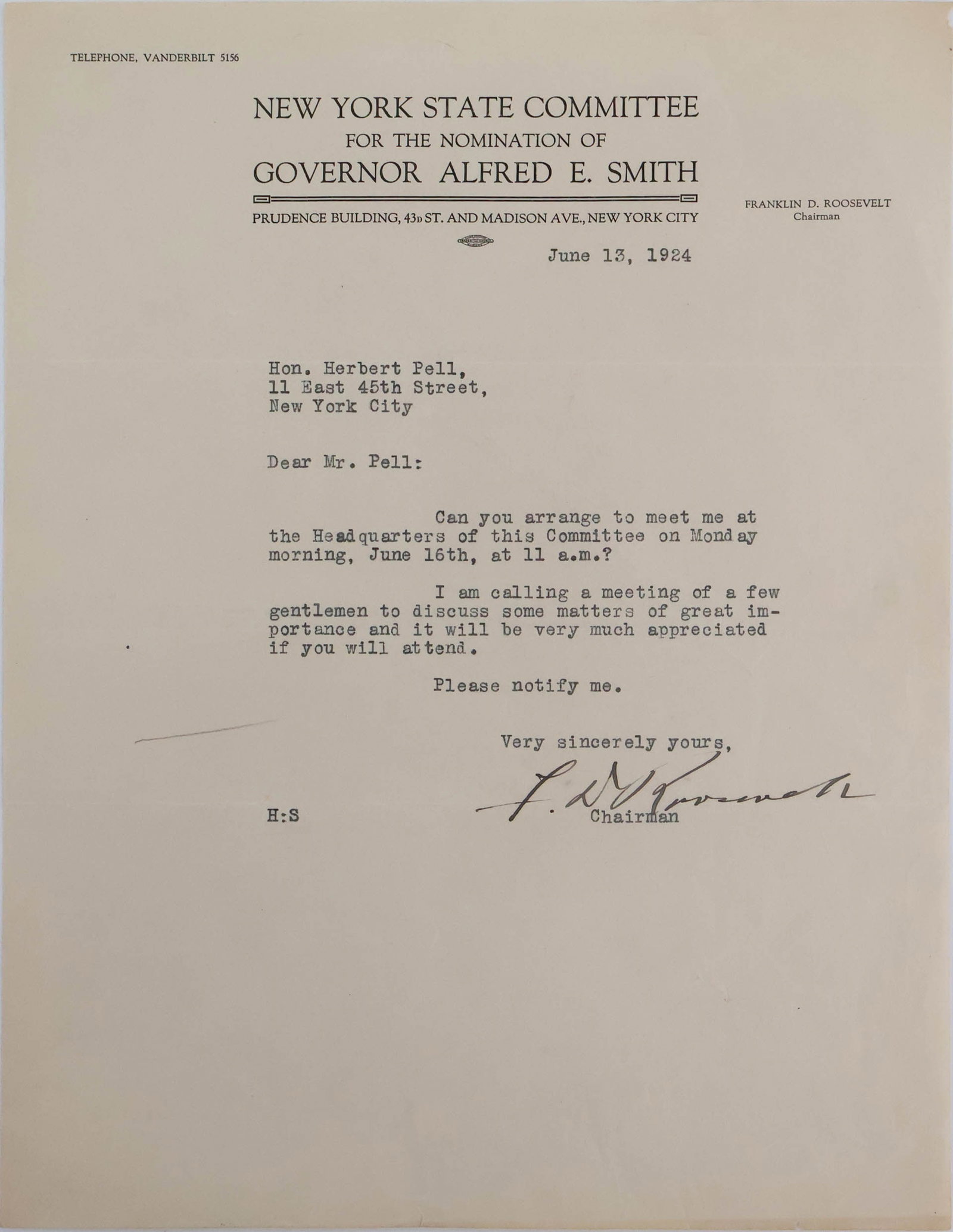Signed 1924 Letter from Franklin D. Roosevelt (1 of 9)