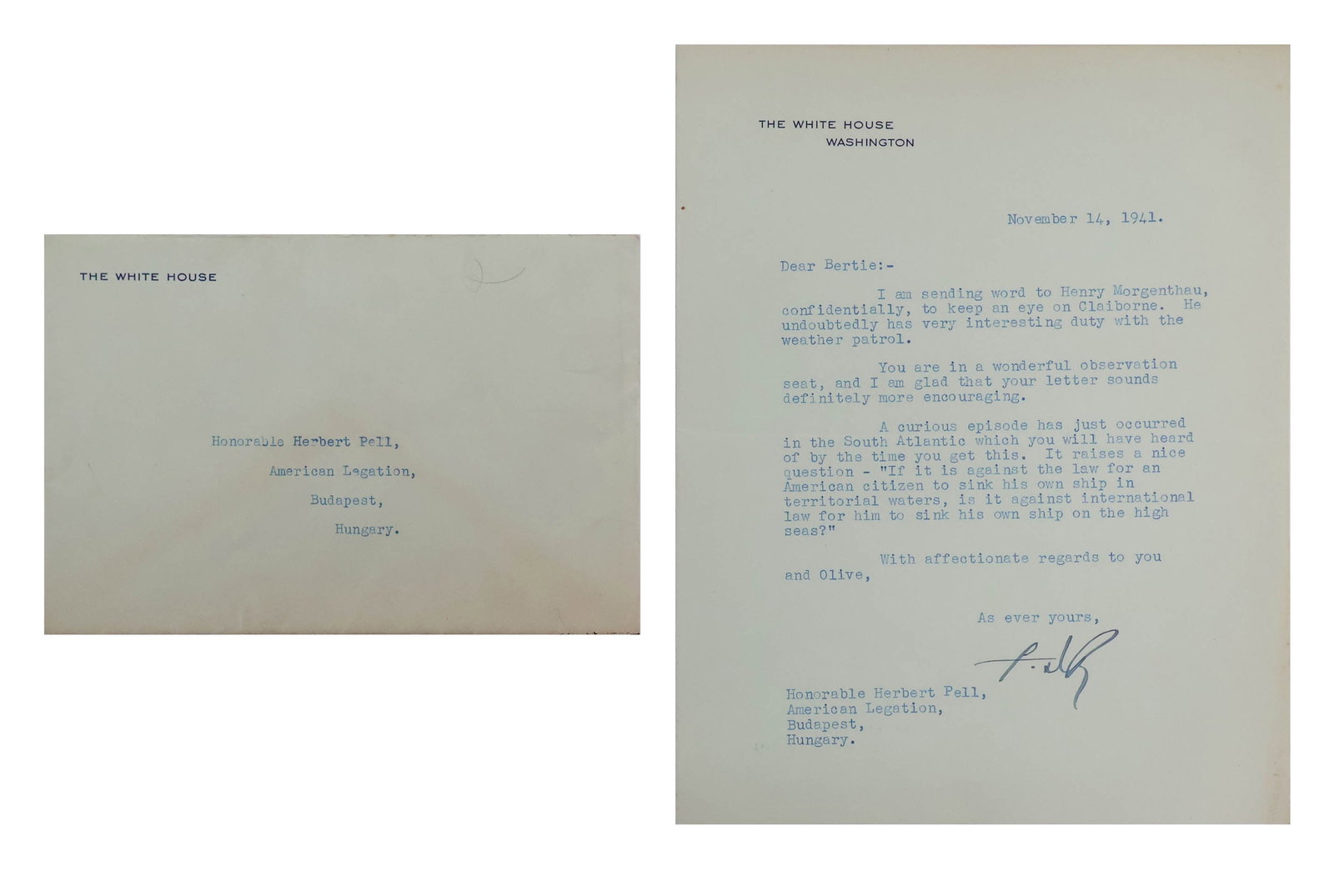 Signed 1941 Letter from Franklin D. Roosevelt (1 of 13)