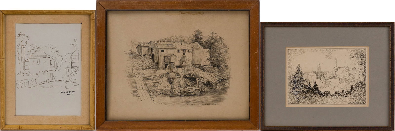 Emmett John Fritz, American 1917-1995, Street Scene, Pen on Paper (1 of 17)