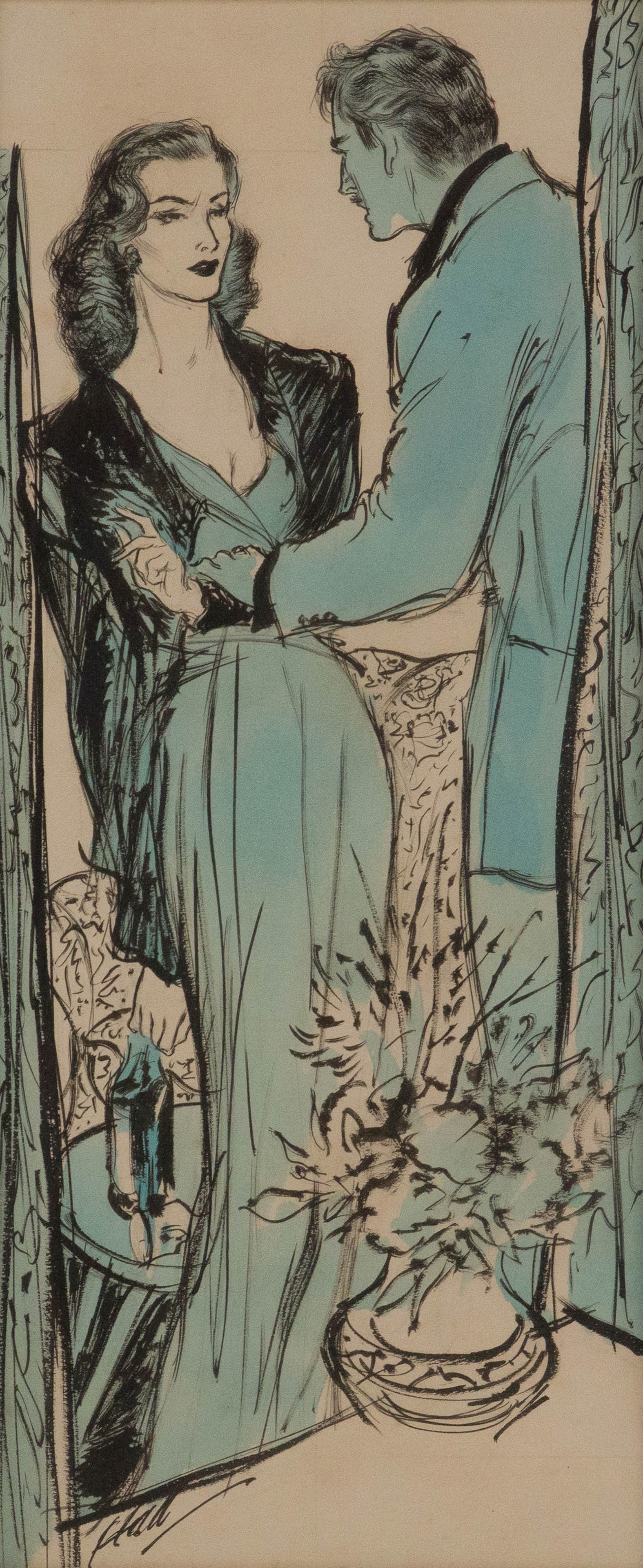 Wayne Hall, Arrival, Gouache on Paper - 2