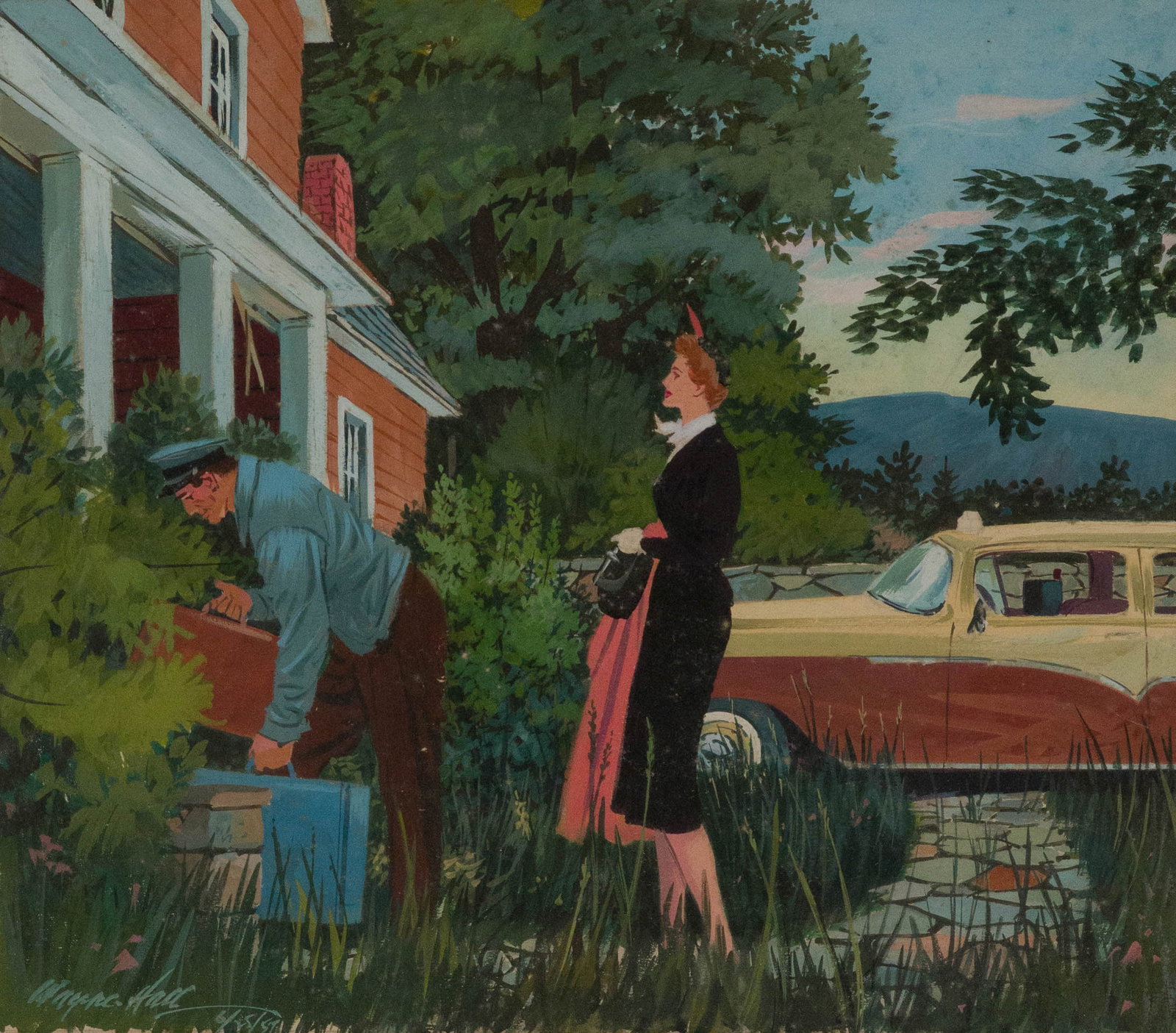 Wayne Hall, Arrival, Gouache on Paper - 7