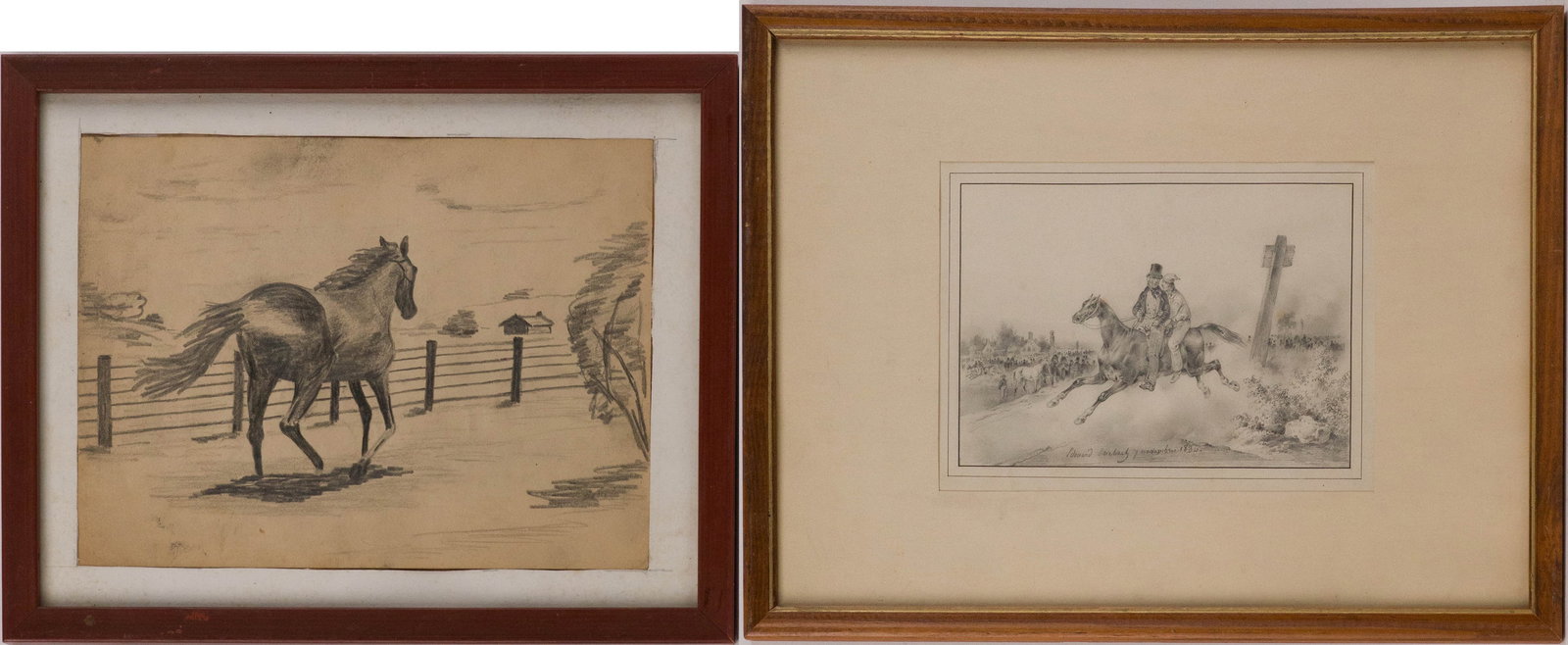 Edouard Swebach, 1800-1870, Riders on Horseback, Pencil on Paper (1 of 11)