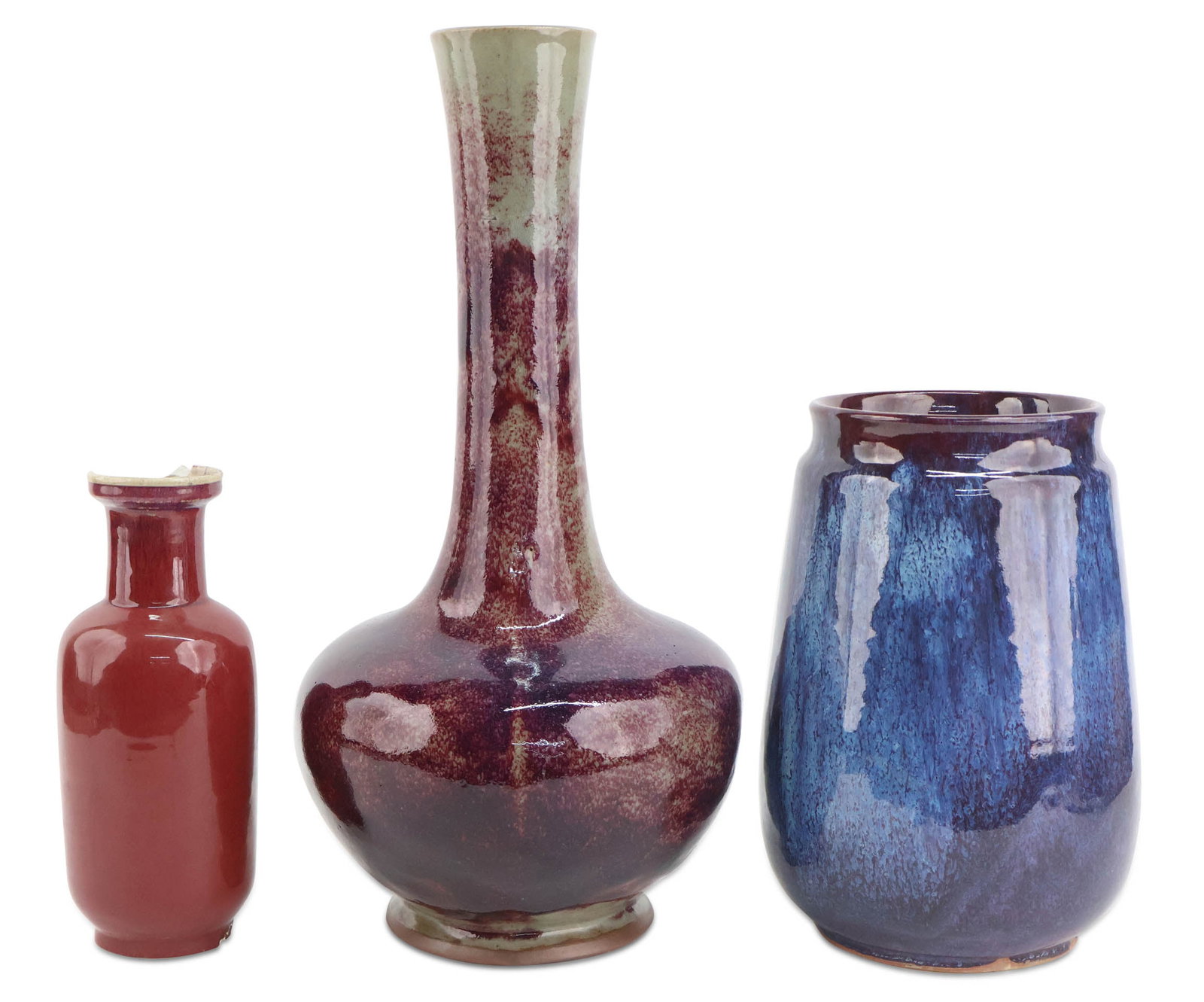 Two Chinese Flambe Glazed Porcelain Vases (1 of 19)