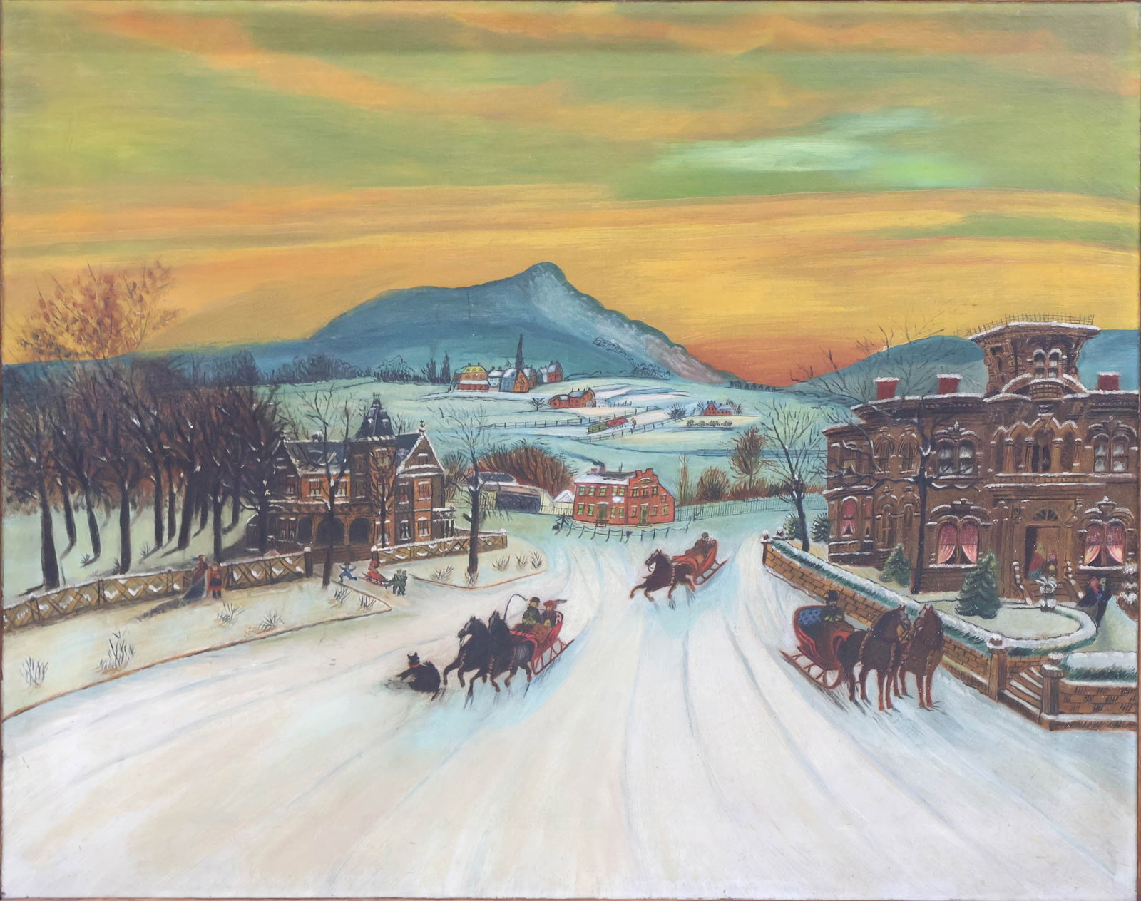 Victorian Winter Scene, Oil on Canvas (1 of 11)