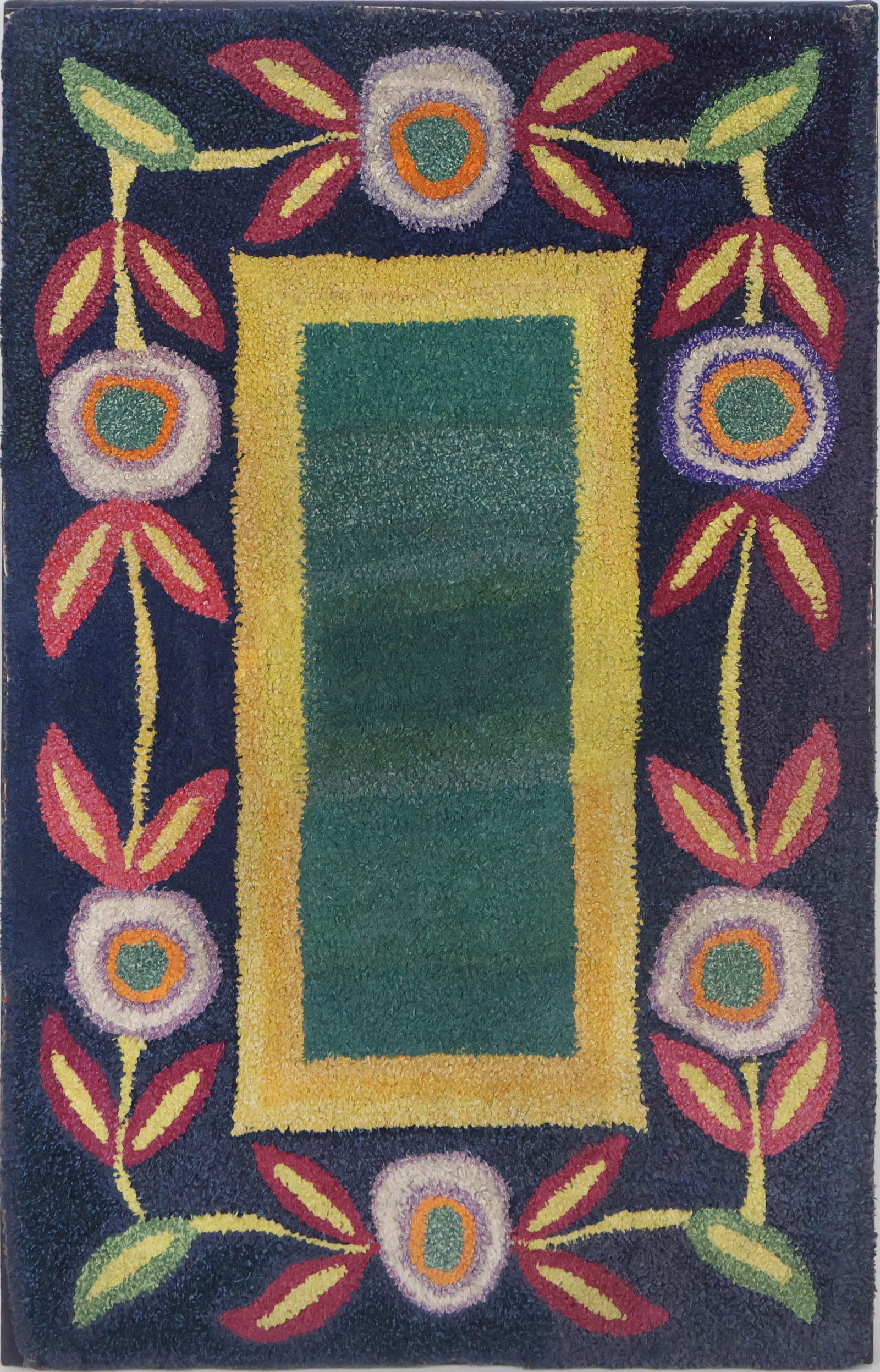 Hooked Rug with Floral Border (1 of 7)