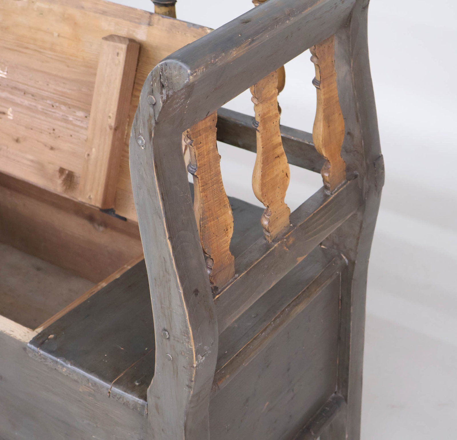 Blue Painted Pine Settle - 12