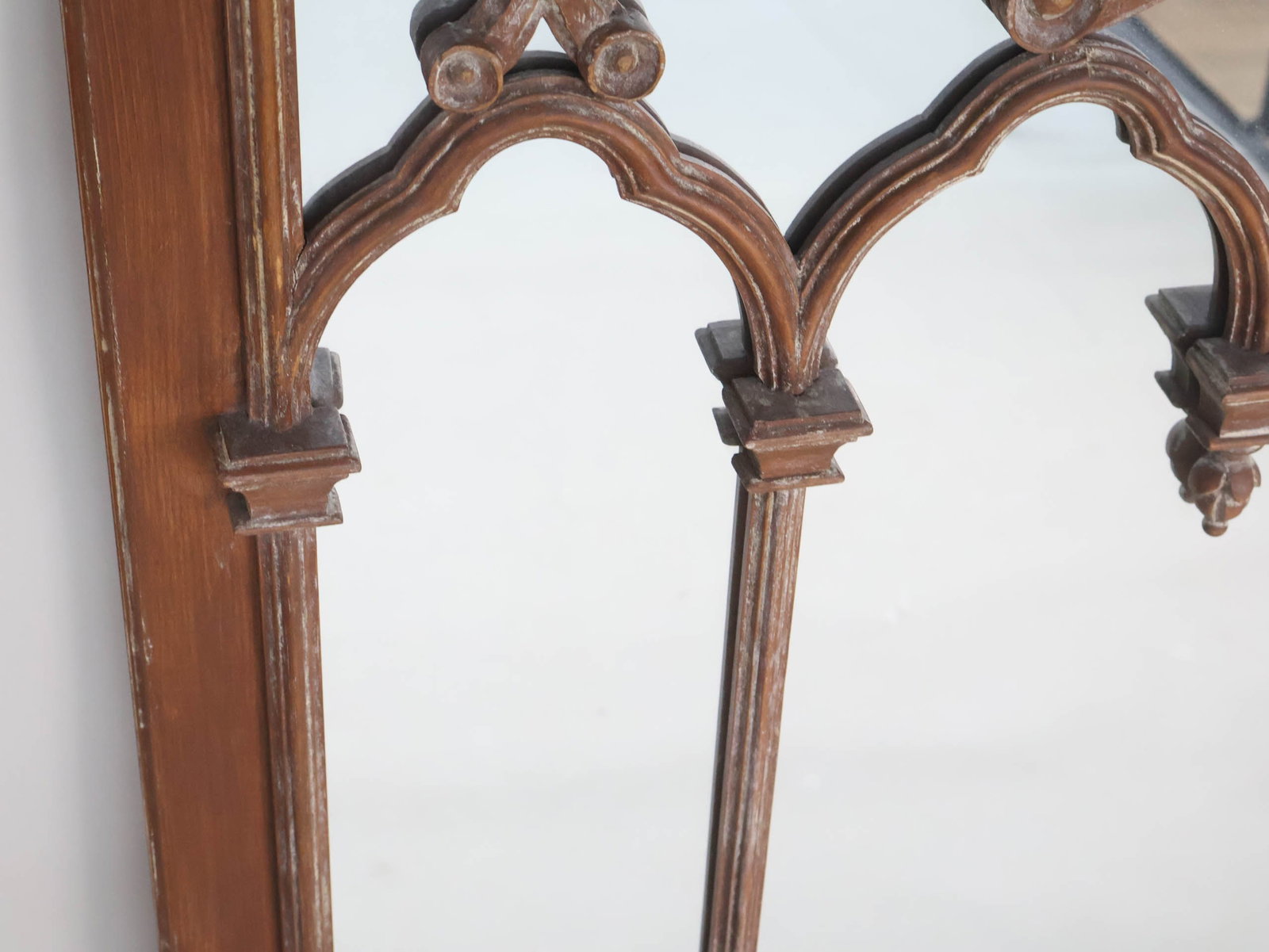 Gothic Architecture Style Pine Framed Mirror - 4