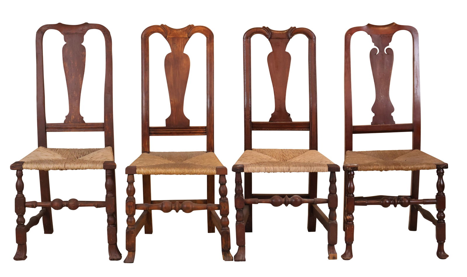 Four Queen Anne Maple Rush-Seat Side Chairs (1 of 18)