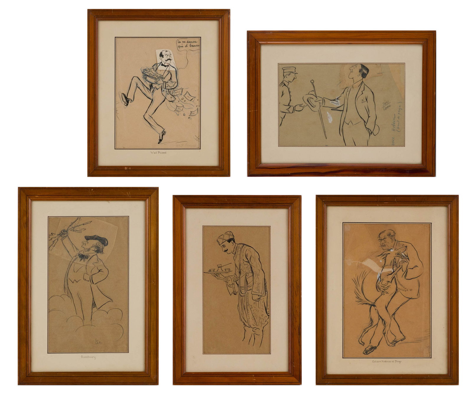 Sem, French 1863-1934, Five Caricature Drawings, Ink and Pencil on Paper (1 of 16)