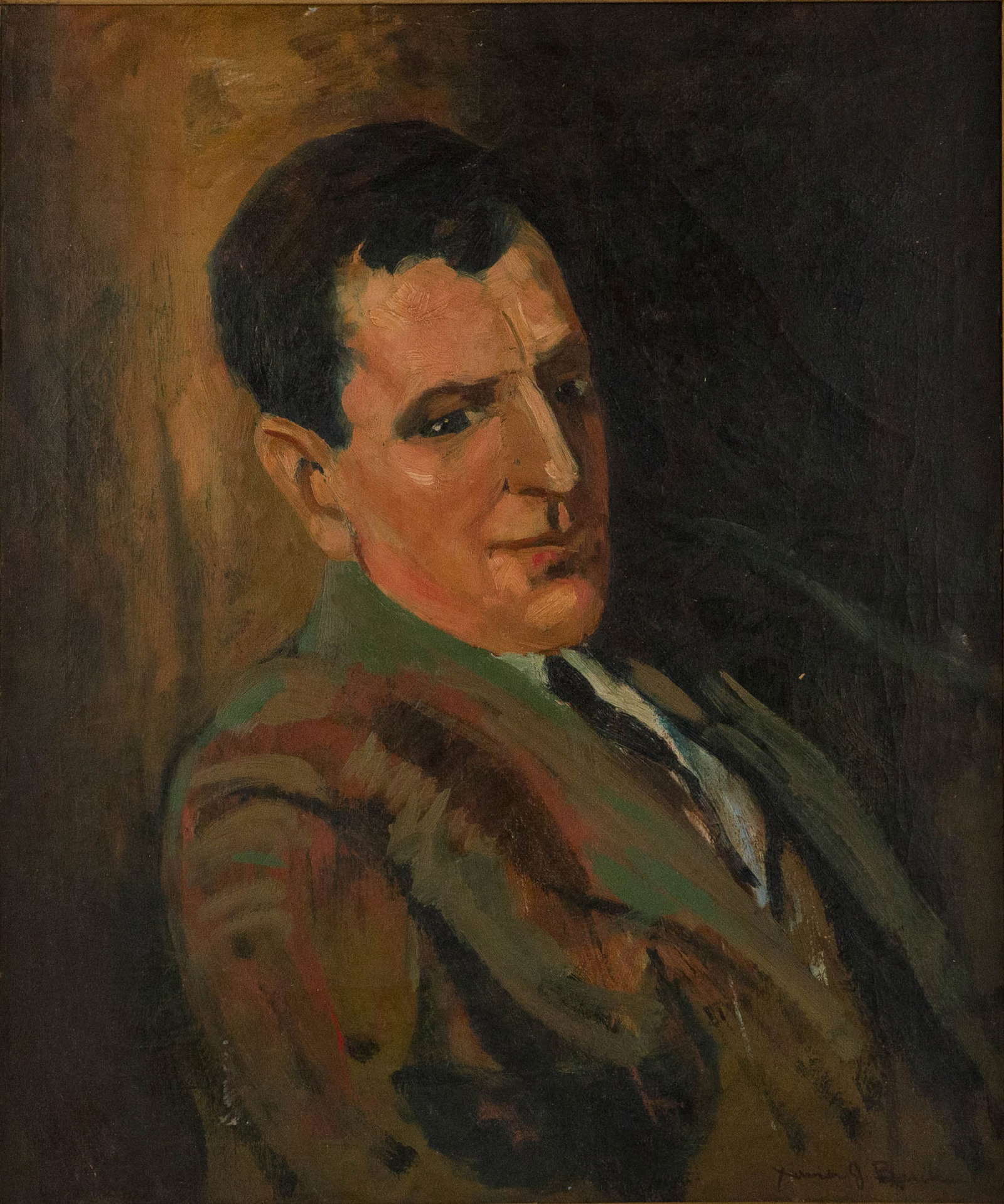 Xavier J Barile, 1891-1981, Portrait of George Wright, Esq., Oil on Board: Xavier J Barile1891-1981Portrait of George Wright, Esq.Oil on BoardSigned l.l. and verso, President of the Kit Kat Club from 1925-26, New York City.Provenance: New York Private Collection, thenc