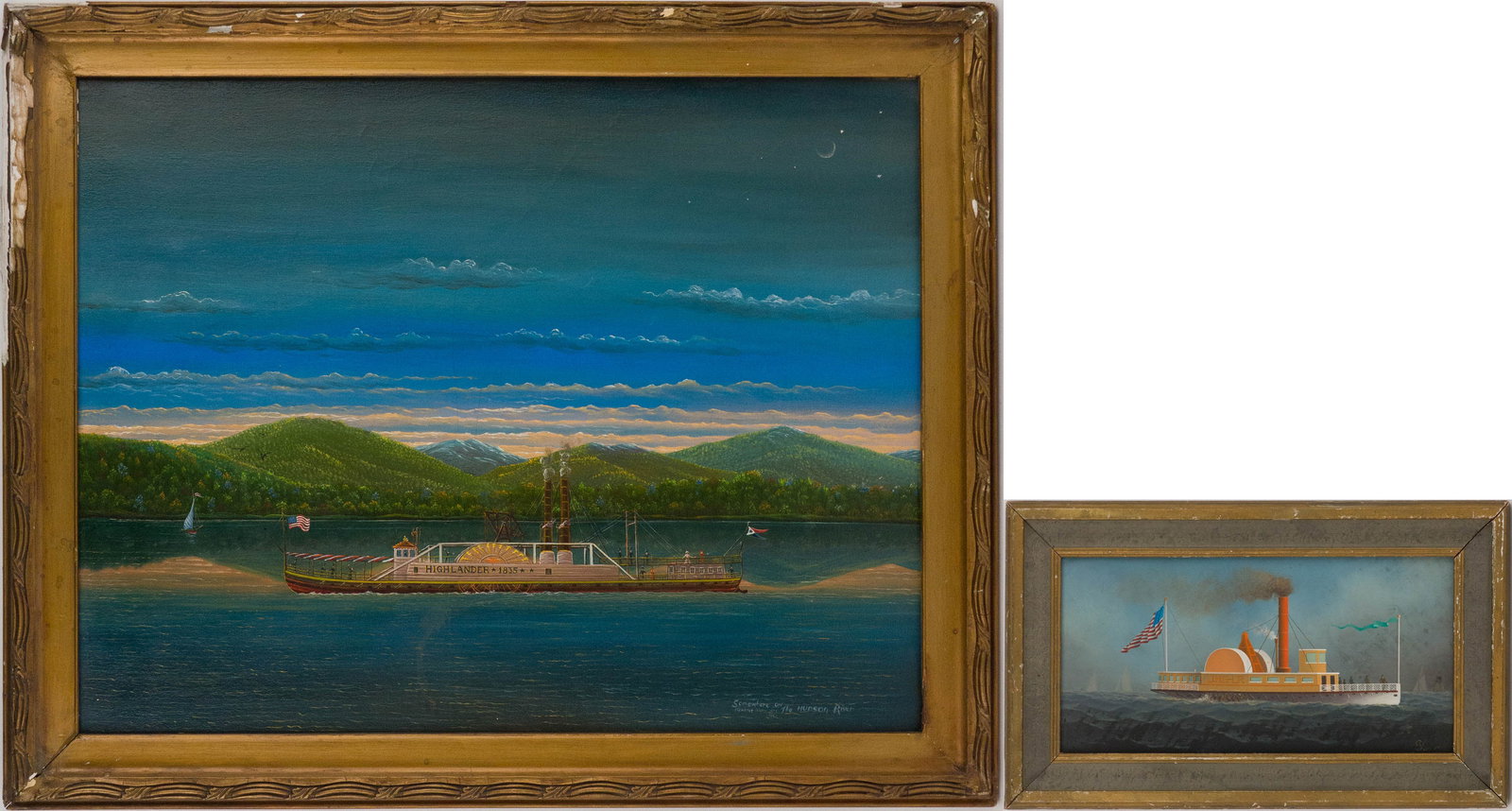 George Nemethy, American 1954-, The Steamboat Lincoln, Gouache on Board (1 of 14)