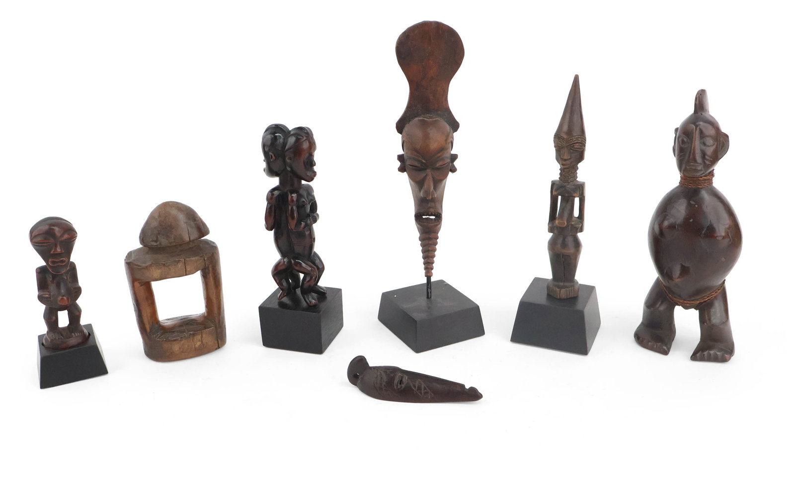 Seven African Carved Wood Figures and Masks (1 of 16)