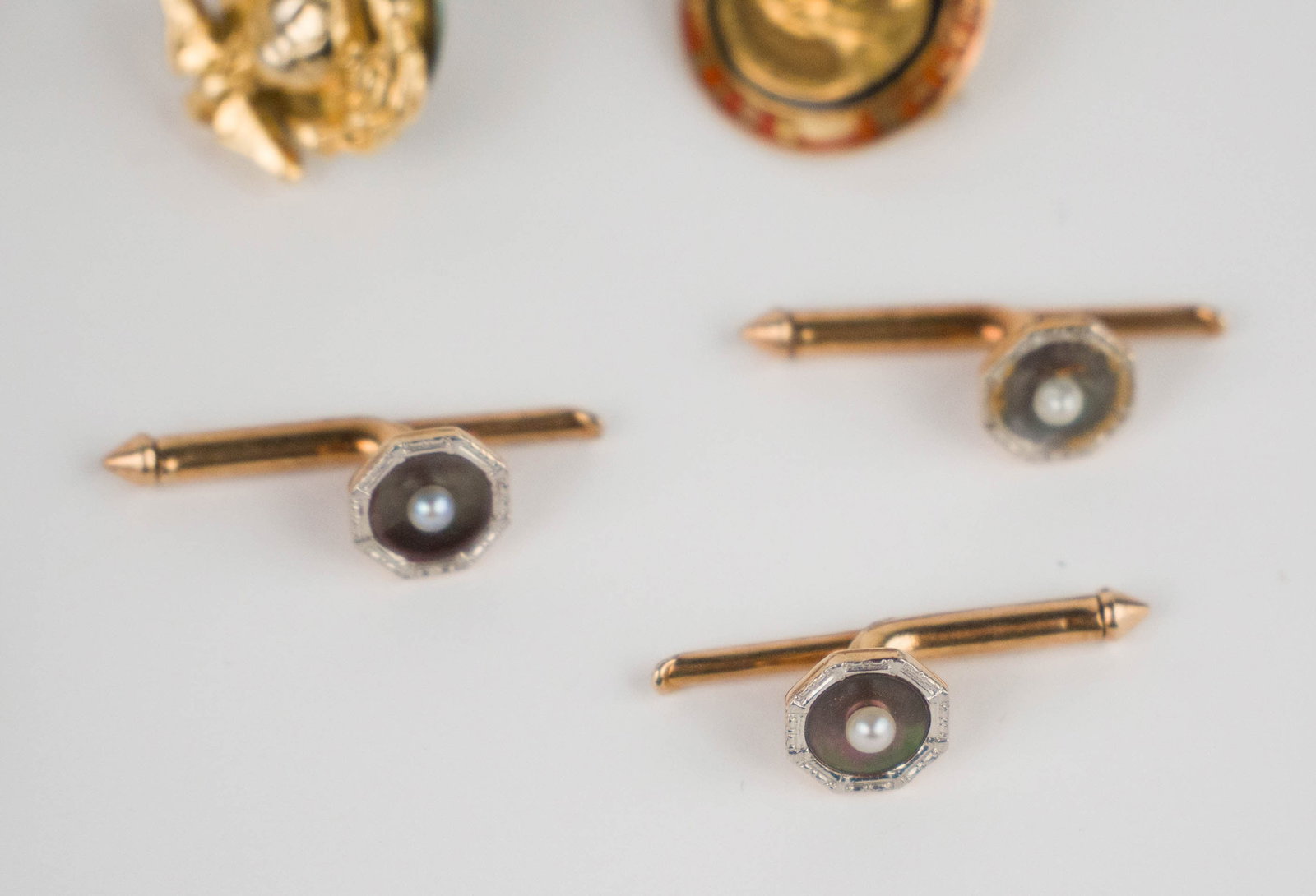 Assorted Gold Cufflinks and Accessories - 4