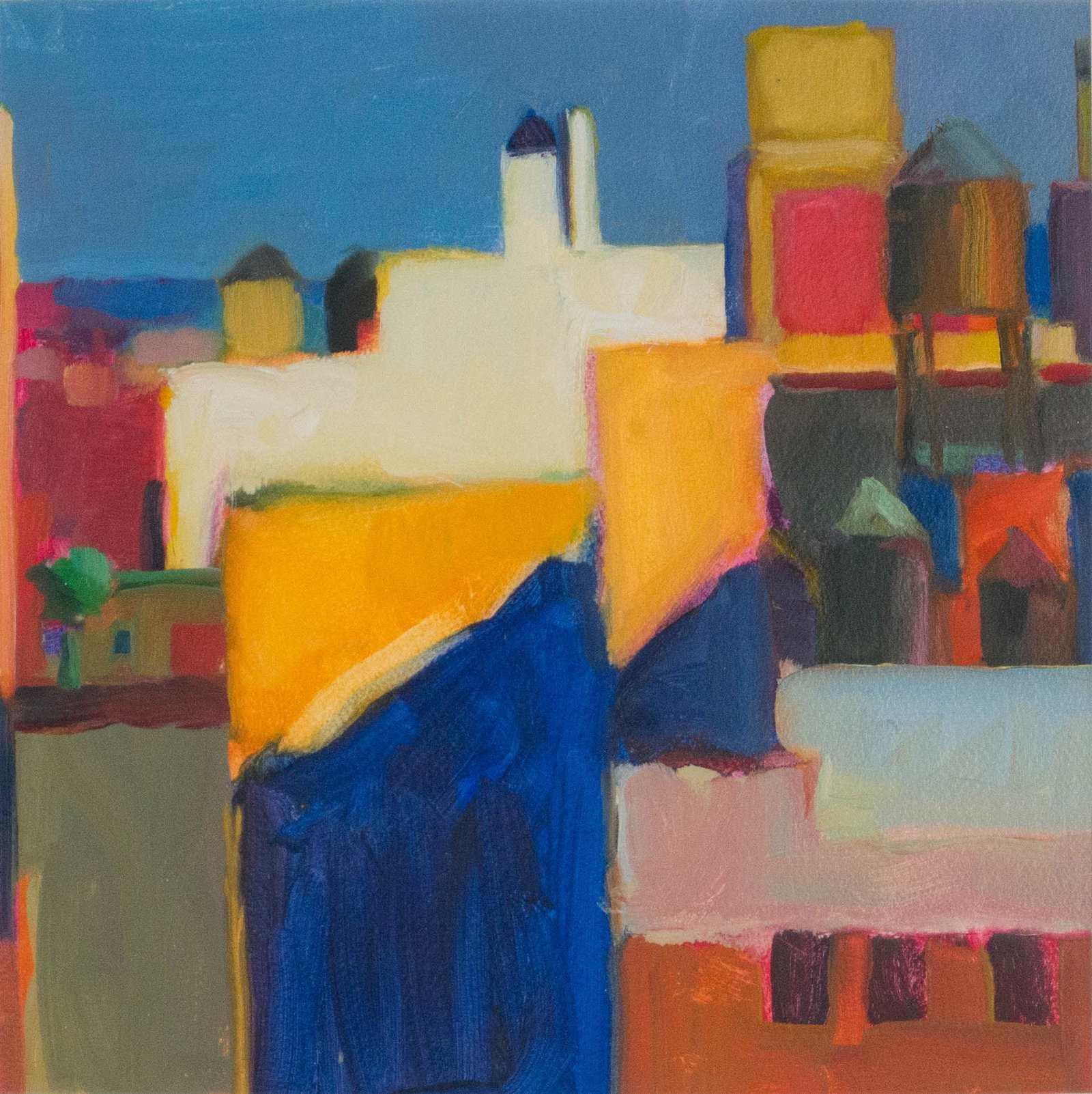 Connie Hayes, American, Union Square with Diagonals #3, Oil on Paper: Connie Hayes American Union Square with Diagonals #3 Oil on Paper Labeled verso, dated 1993. Provenance: Property from a Private Park Avenue, New York Collection Sight: 9 3/4 x 9 3/4 in. (24.8 x 24.8