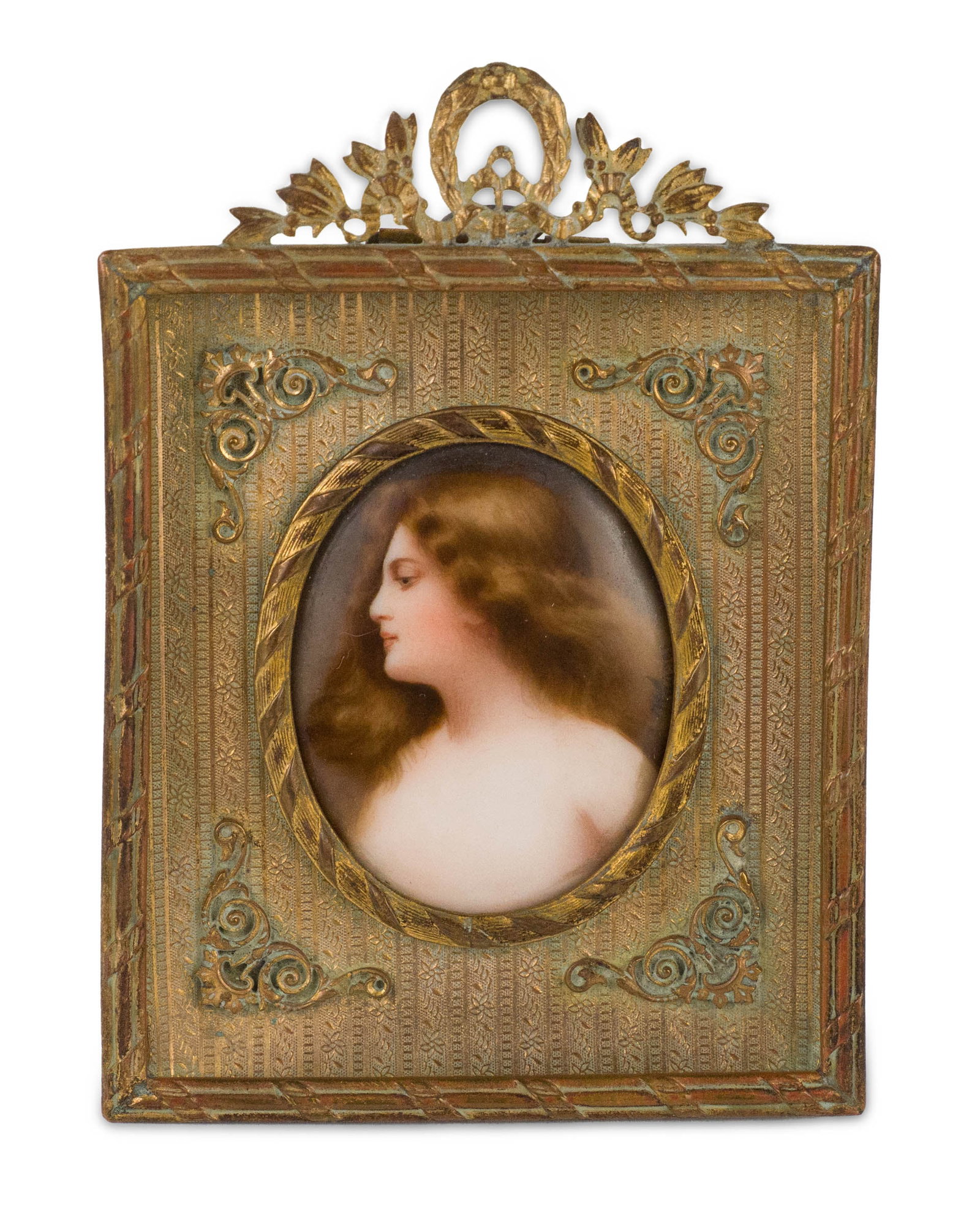 Porcelain Portrait Miniature in Bronze Dore Frame (1 of 5)