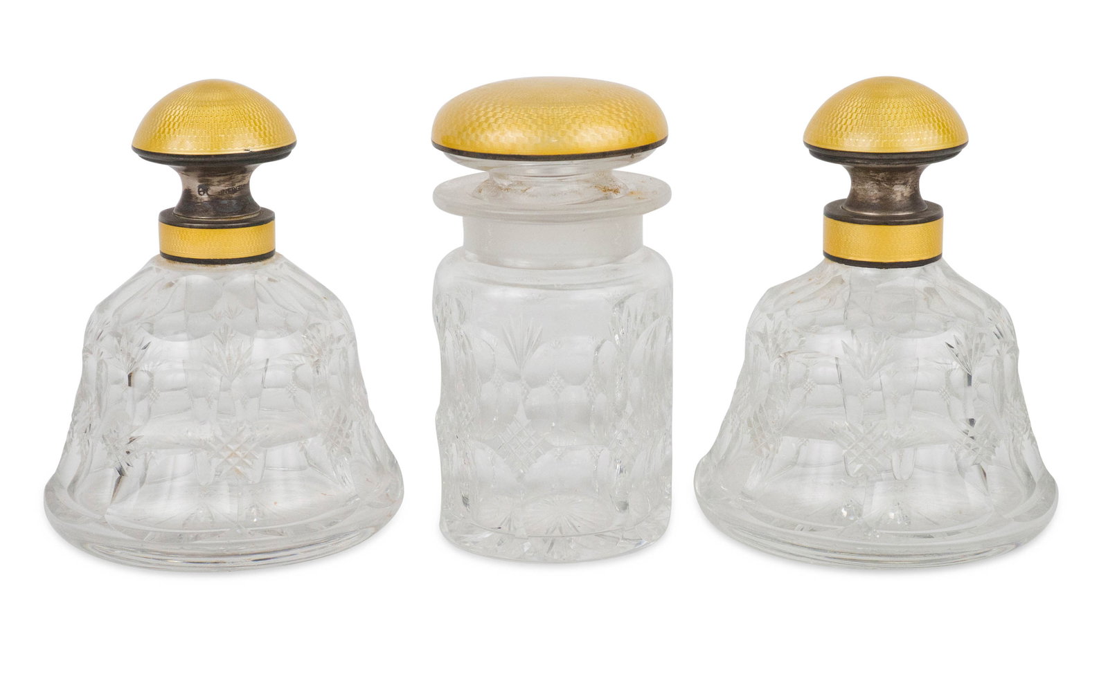 Three Guilloche Enamel and Glass Vanity Jars (1 of 8)