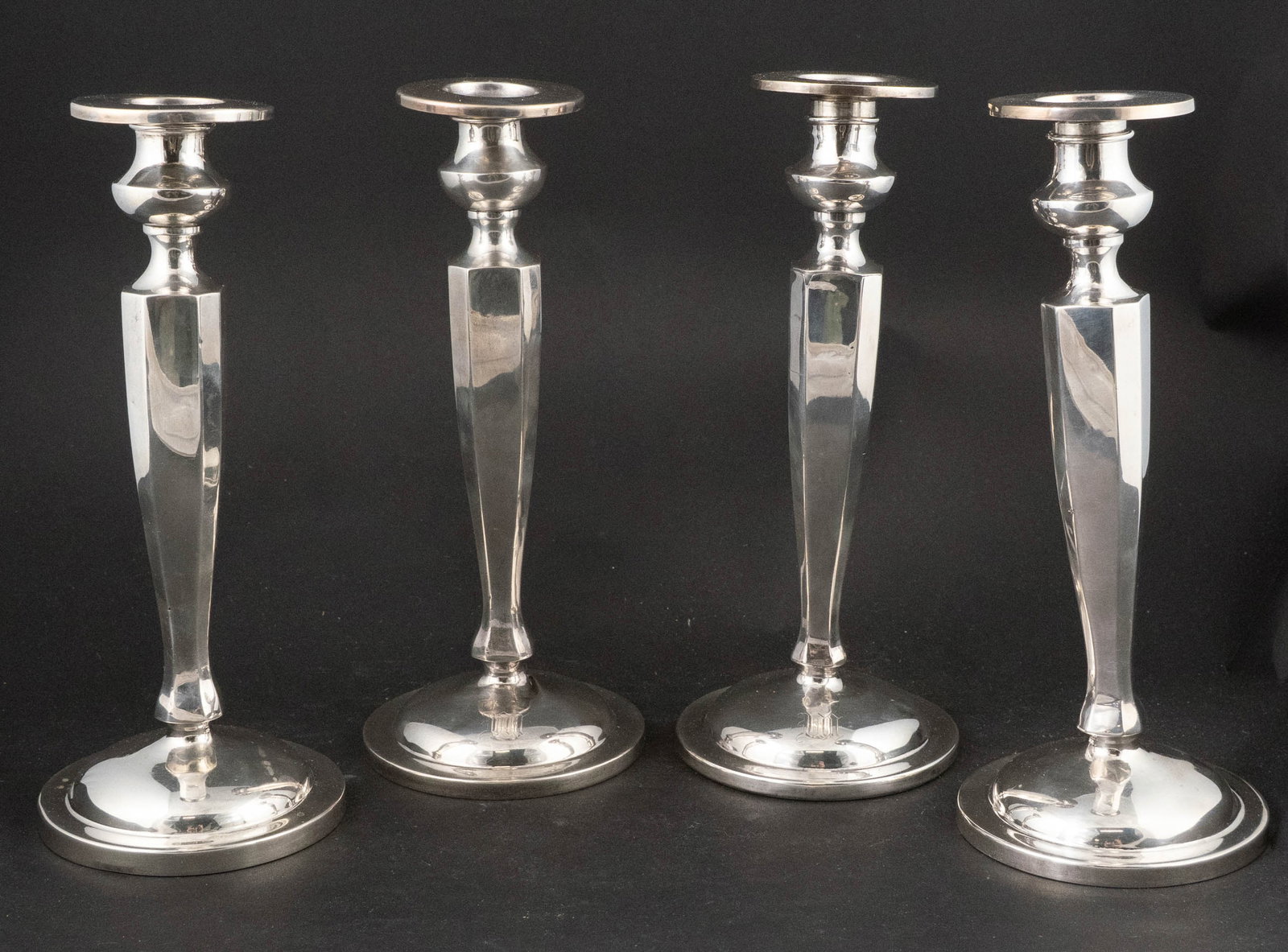 Four Whiting Sterling Weighted Candlesticks: Four Whiting Sterling Weighted Candlesticks Marked underside. Provenance: Property from a Private Park Avenue, New York Collection 9 1/2 x 4 in. (24.1 x 10.2 cm.)