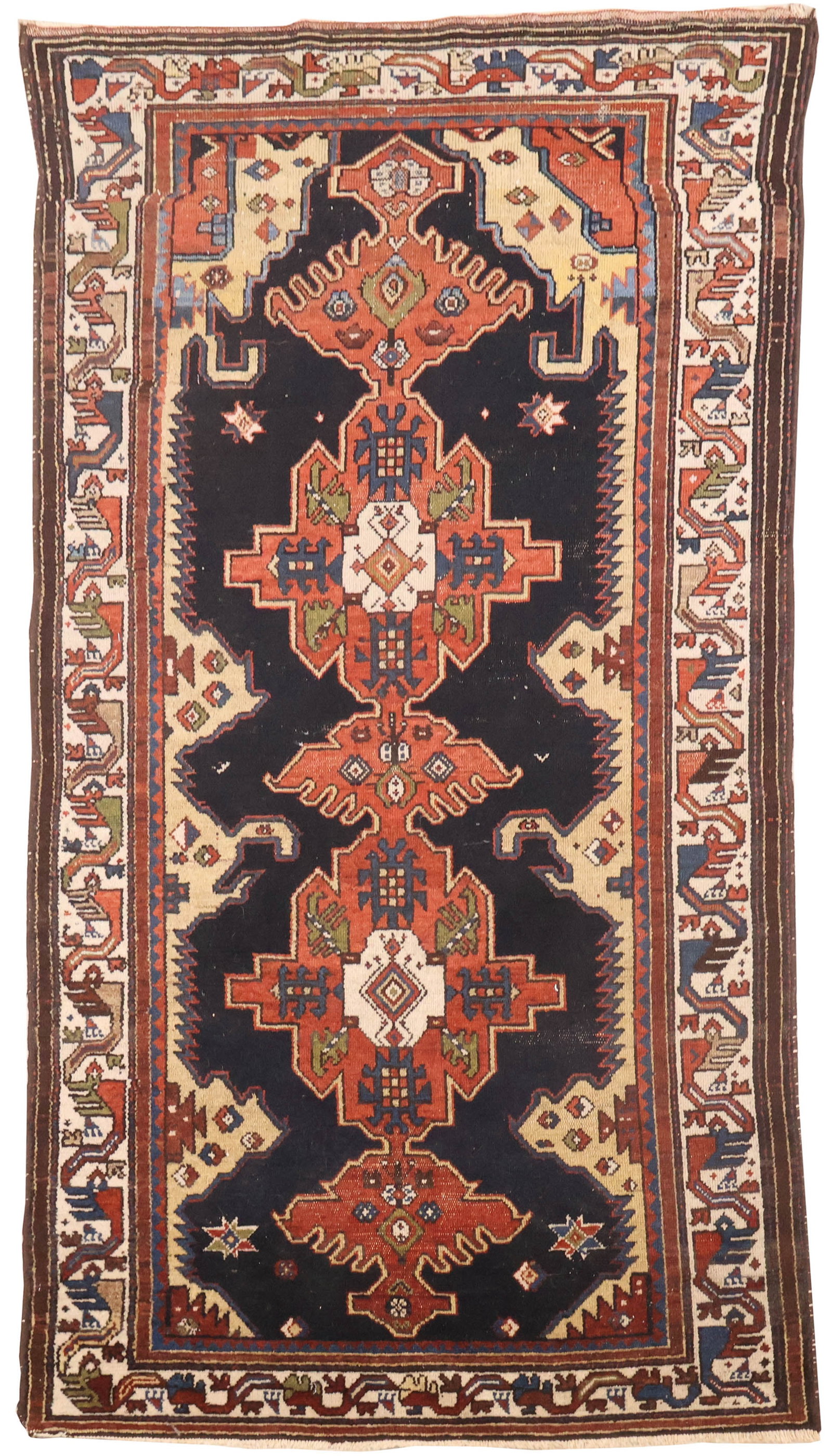 Kurdish Rug: Kurdish Rug West Persia, first 1/4 20th C. Areas of wear, reselvedged. Provenance: Property from a Private Park Avenue, New York Collection 81 x 41 1/2 in. (205.7 x 105.4 cm.)