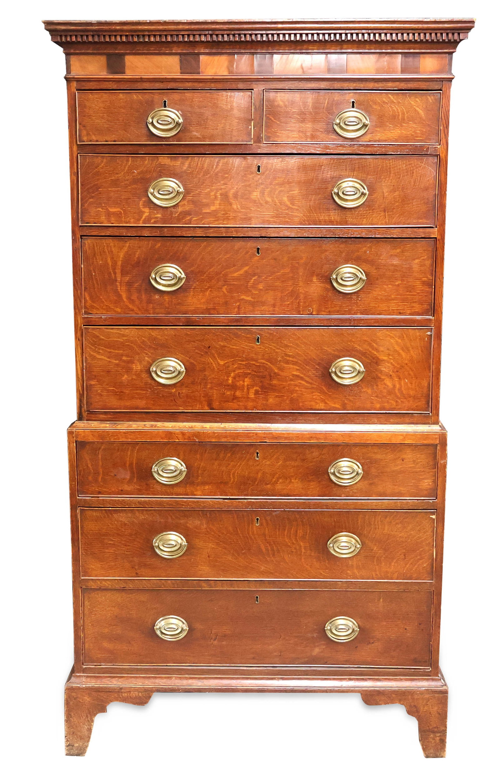 George III Figured Oak Chest on Chest (1 of 12)